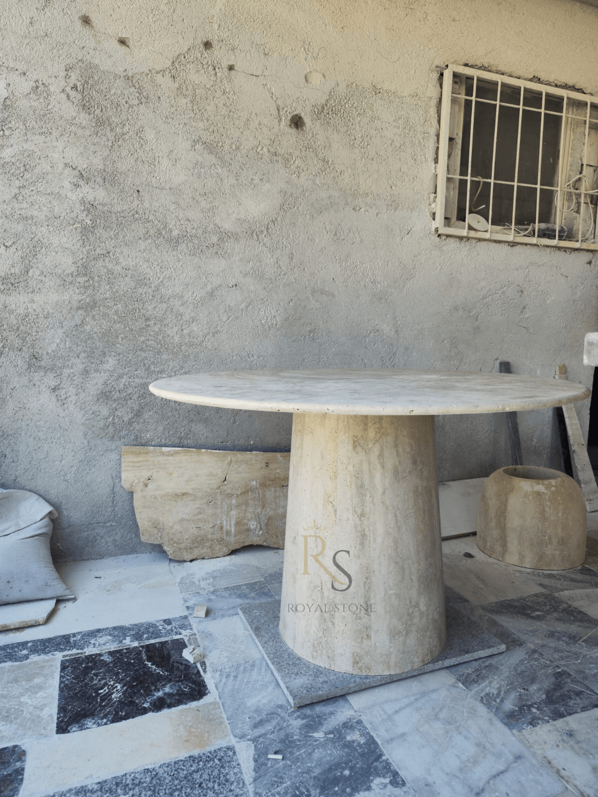 Custom Made Marble Dining Room Table, Made to Order Round Table, Thanksgiving Table, Travertine Living Room Table