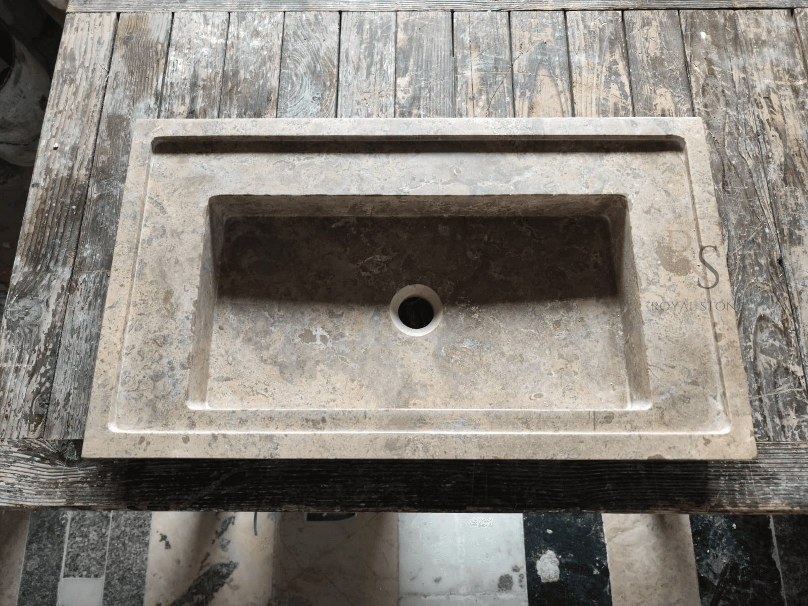 Gorgeous Brown Sink Made to Order, Noche Travertine Marble Countertop, Custom Measurement Natural Dark Stone Sink, Marble Vanity Top