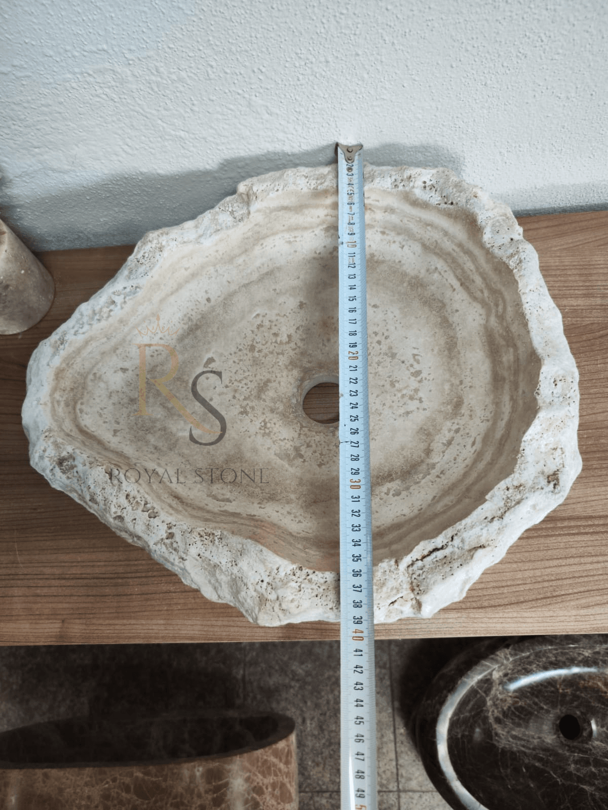 Chiseled Stone Made to Order Custom Sink, Cream Rough Hewn Stone Bowl Sink, Travertine Marble Sink, Round Countertop Stone Sink