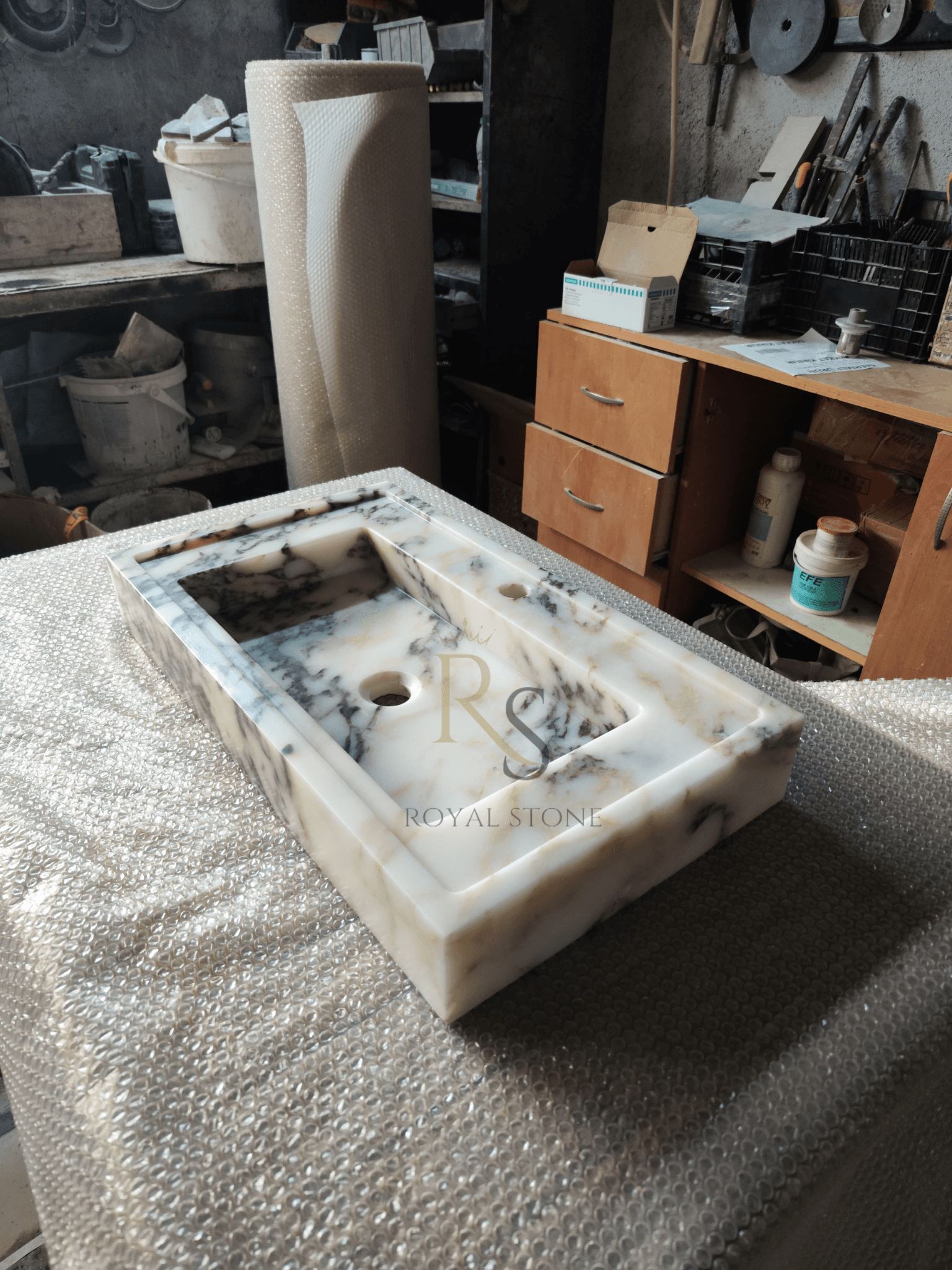 Gorgeous Sink Made to Order, Calacatta Viola Marble Countertop, Custom Measurement Natural Stone Sink, Marble Vanity Top