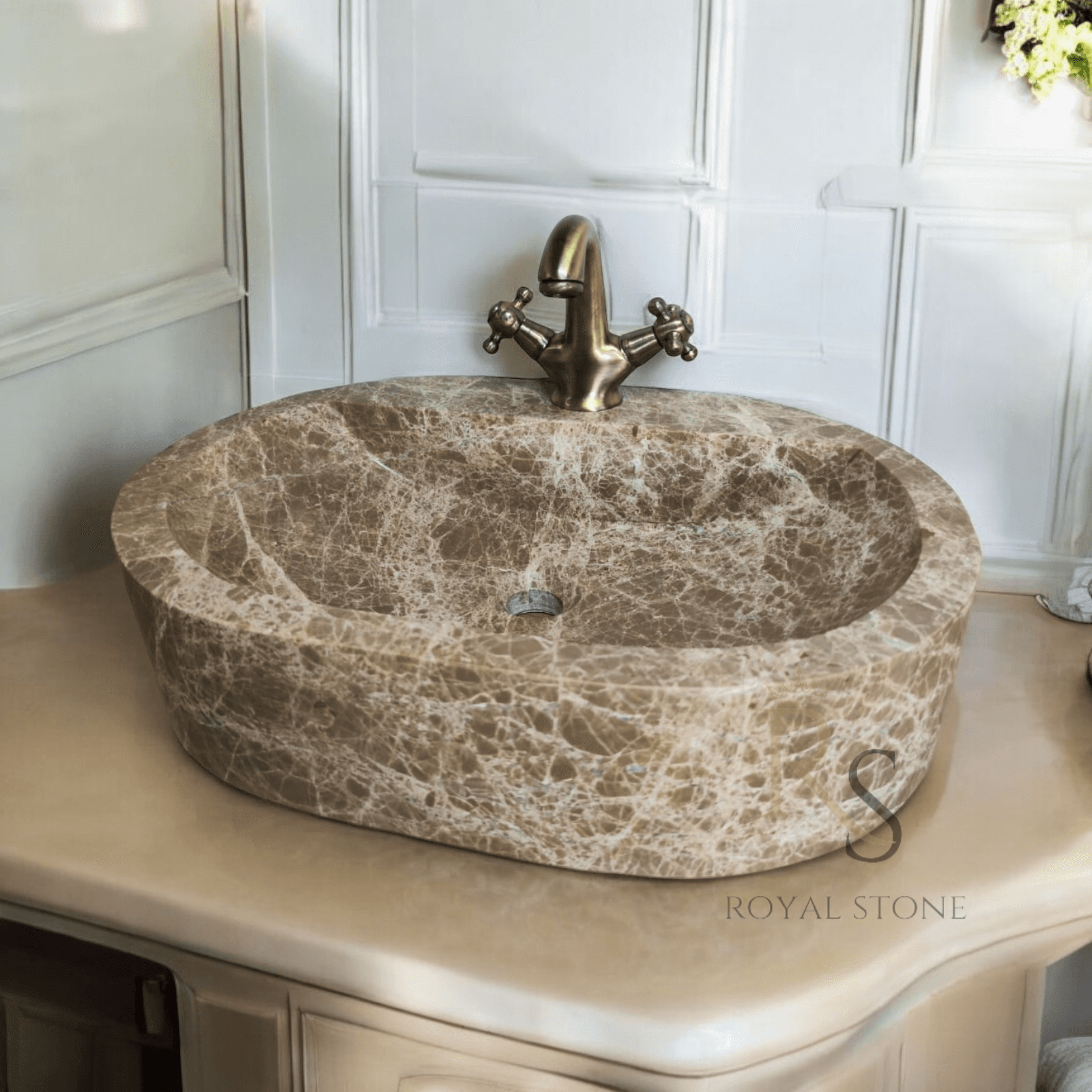 Emperador Dark Marble Washbasin, Brown Stone Amazing Sink, Round Edge Marble Sink, Custom Marble Sink, Made to Order Powder Room Sink