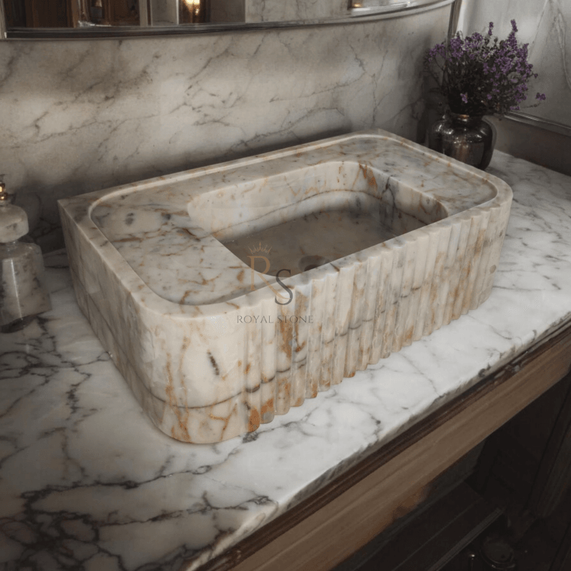 Wet Bar Sink, Calacatta Viola Marble Countertop, Custom Order Viola Gold Sink, Marble Vanity Top, Powder Bathroom Sink, Amazing Sink