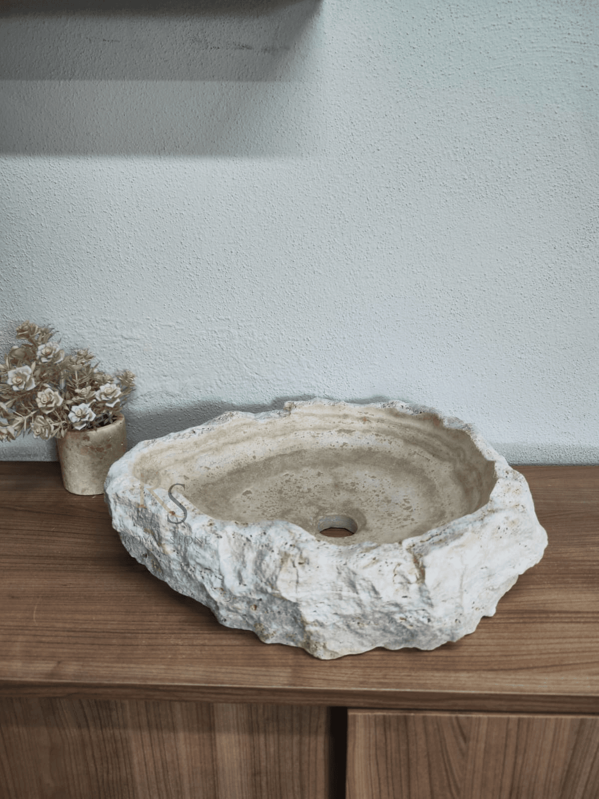 Chiseled Stone Made to Order Custom Sink, Cream Rough Hewn Stone Bowl Sink, Travertine Marble Sink, Round Countertop Stone Sink