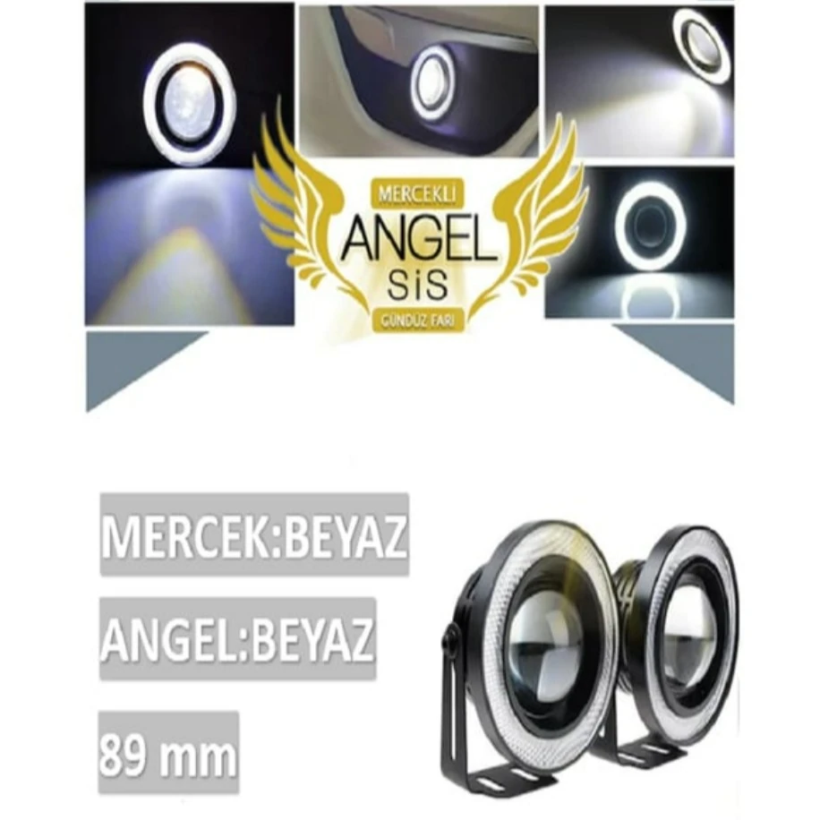 Beyaz ANGEL FAR 89 Mm Mercekli Angel Led Halkalı Sis Led 2 ADET