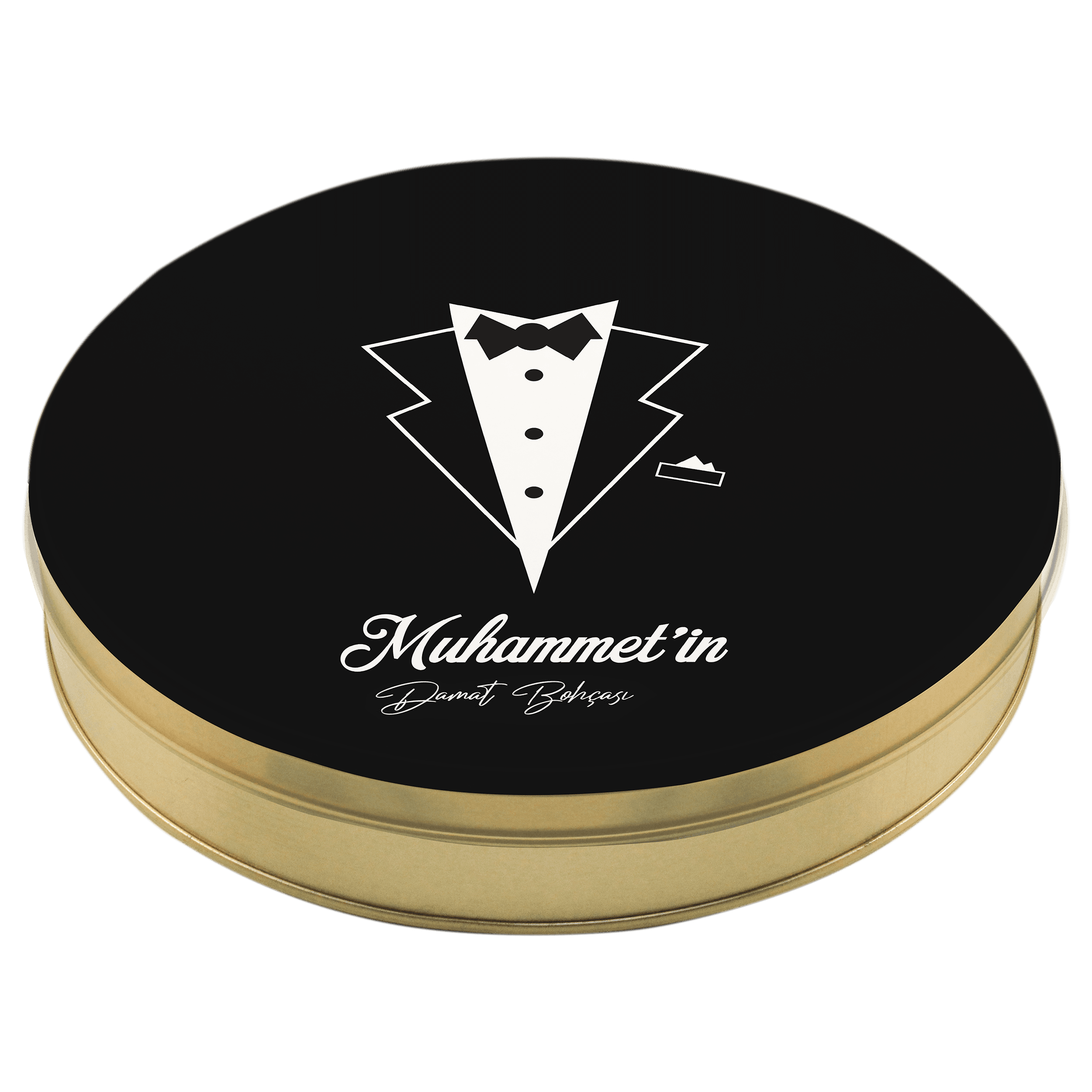 Damat Bohçası Yuvarlak Metal Kutu Çikolata