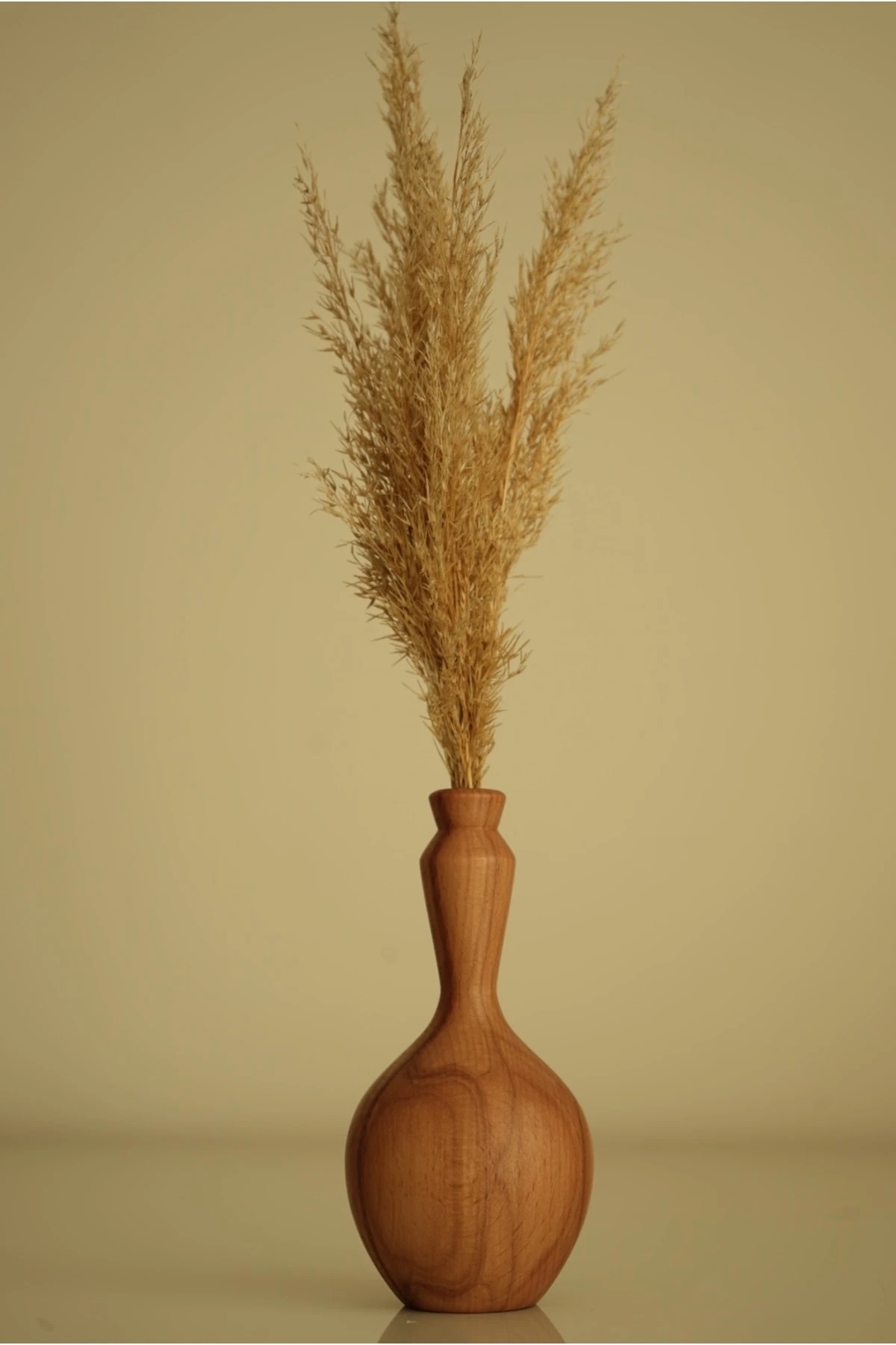 Dekoratif Ahşap Vazo Ve Kuru Pampas Çiçek