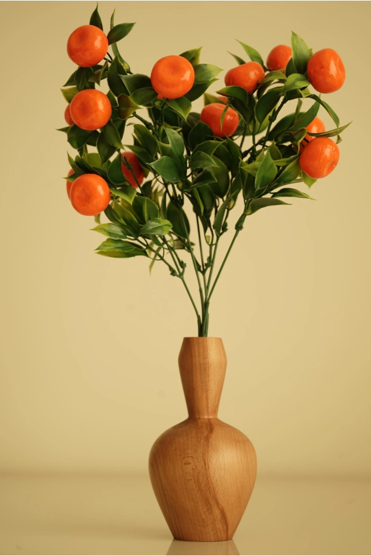 Dekoratif Ahşap Vazo Ve Mandalina Ağacı