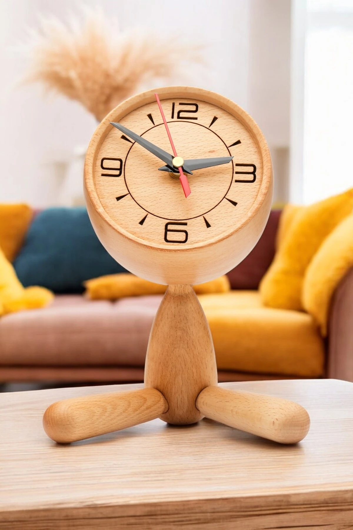 Masaüstü Saat Rakamlı Model Özel Tasarım El Yapımı Dekoratif Masa Saati Ayaklı Saat