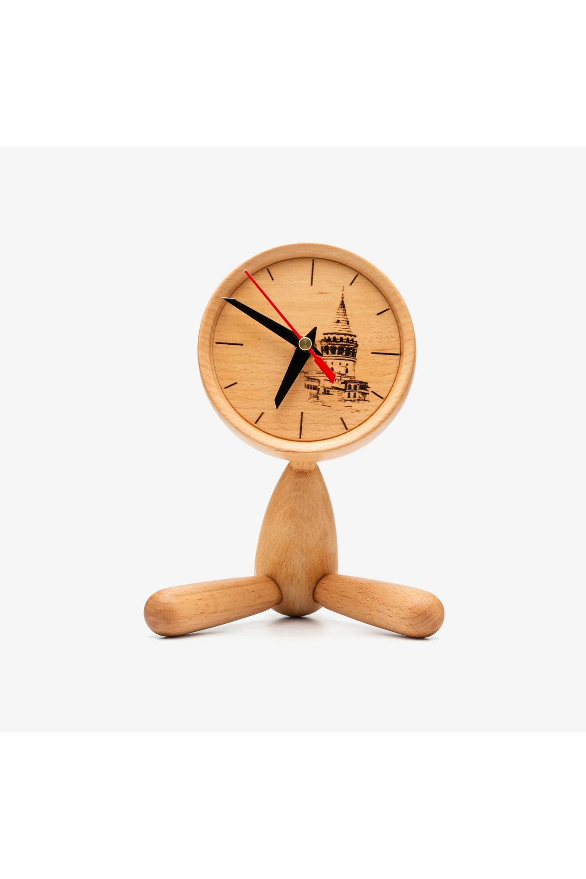 El Yapımı Masaüstü Galata Kulesi Detaylı Saat Dekoratif Masa Saati Ayaklı Saat