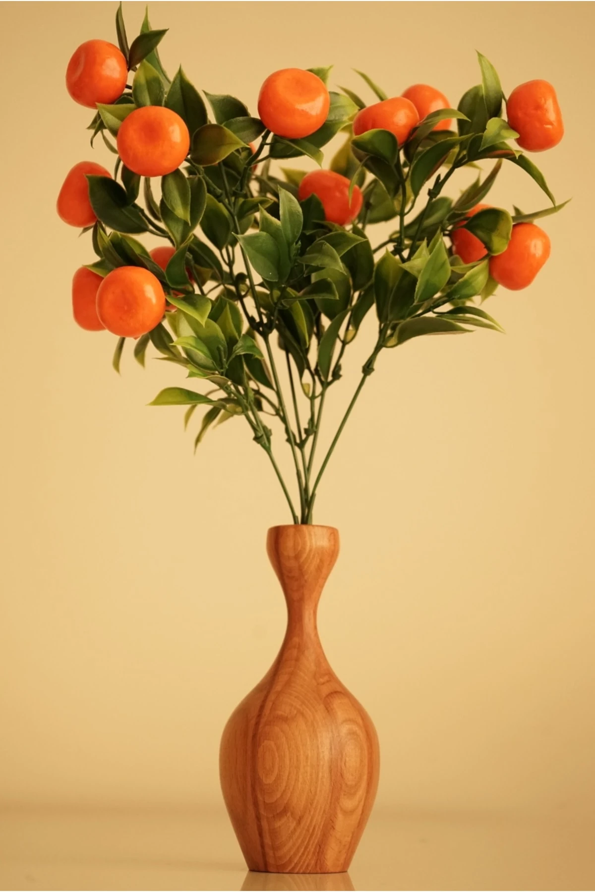 Dekoratif Ahşap Vazo Ve Mandalina Ağacı