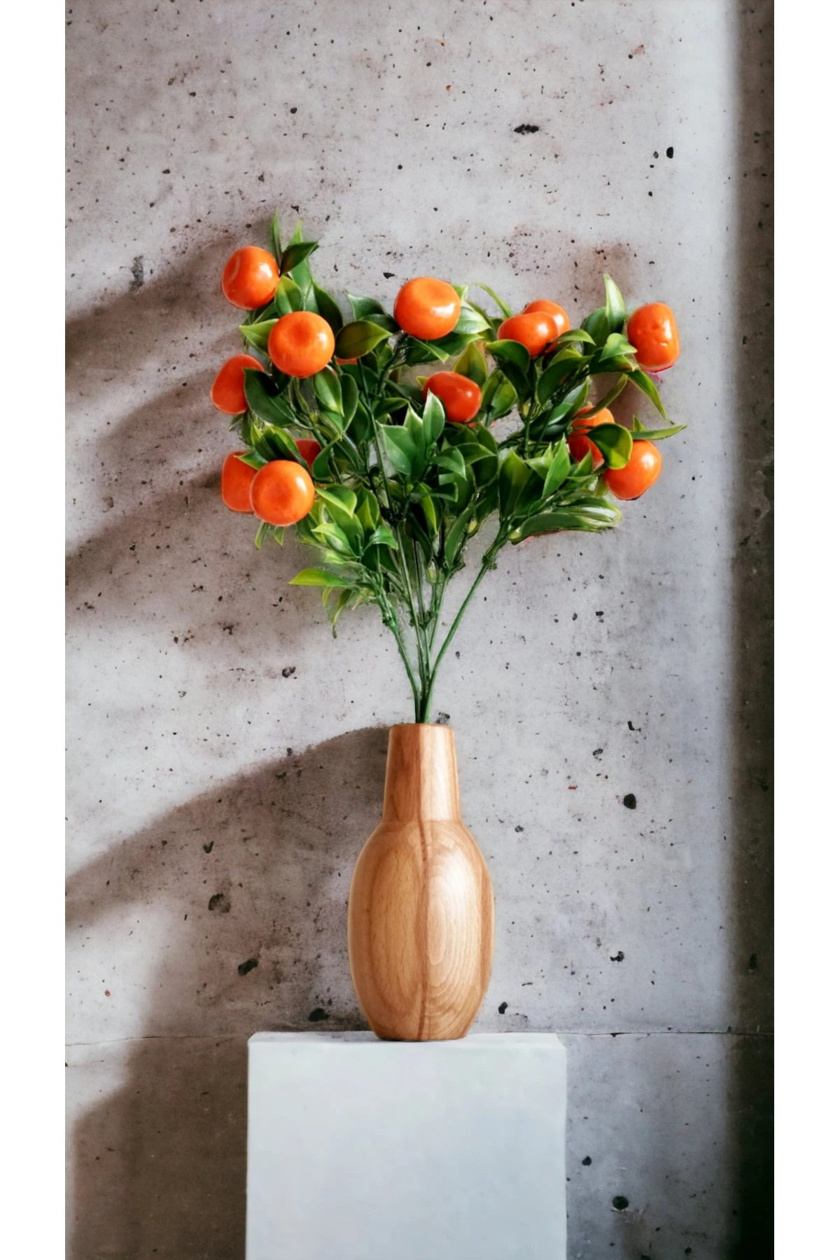 Dekoratif Ahşap Vazo Ve Mandalina Ağacı