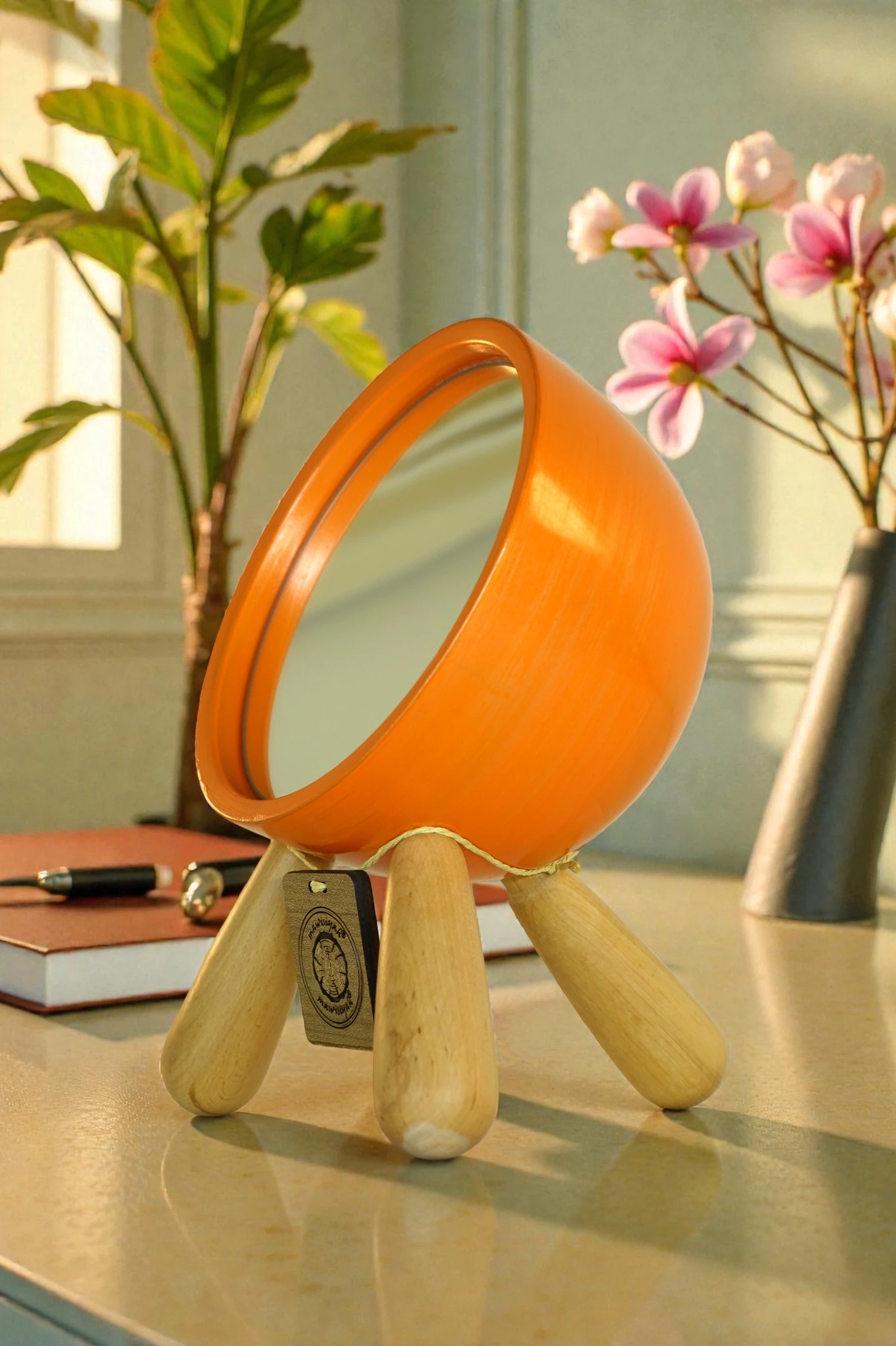 Dekoratif Makyaj Aynası | Metalik Turuncu Renk