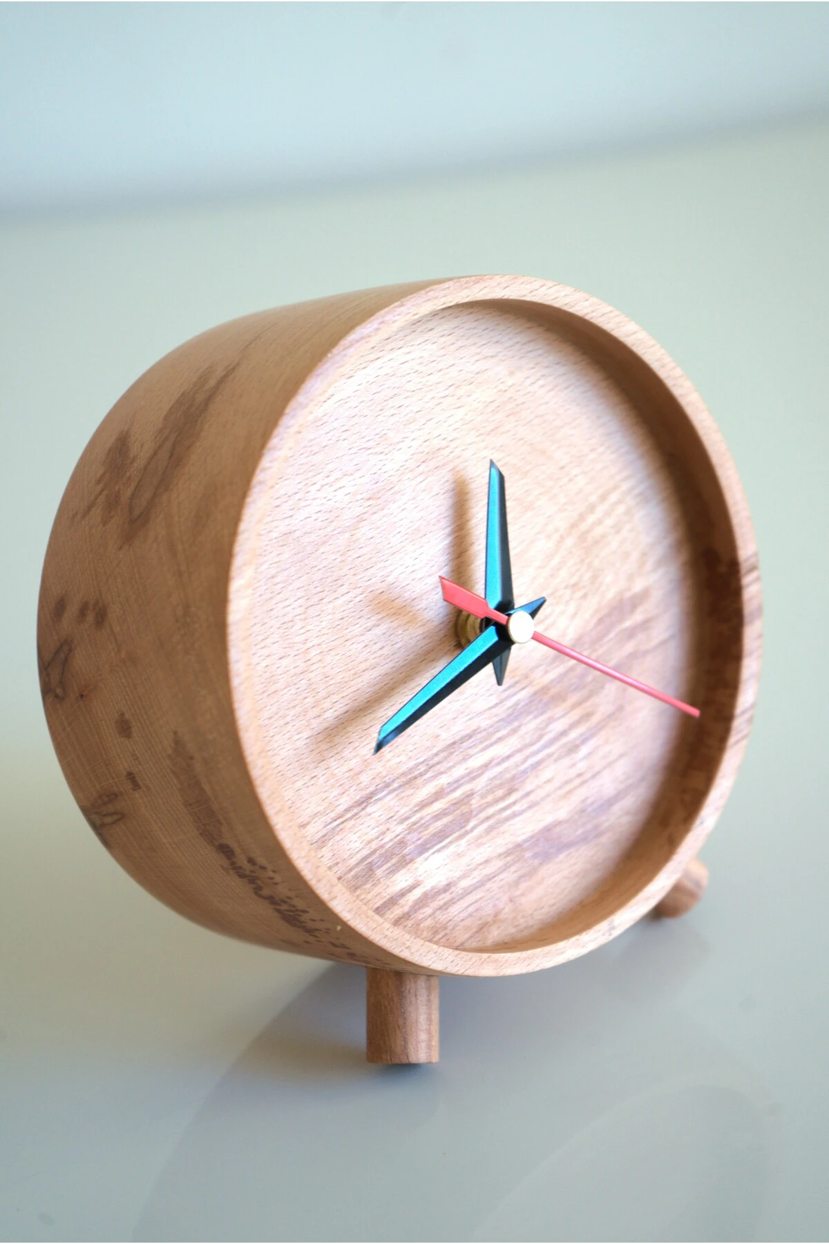 Analog AHŞAP MASAÜSTÜ SAAT MİNİMALİST TASARIM Ahşap Doğal Taşlılar Kahverengi