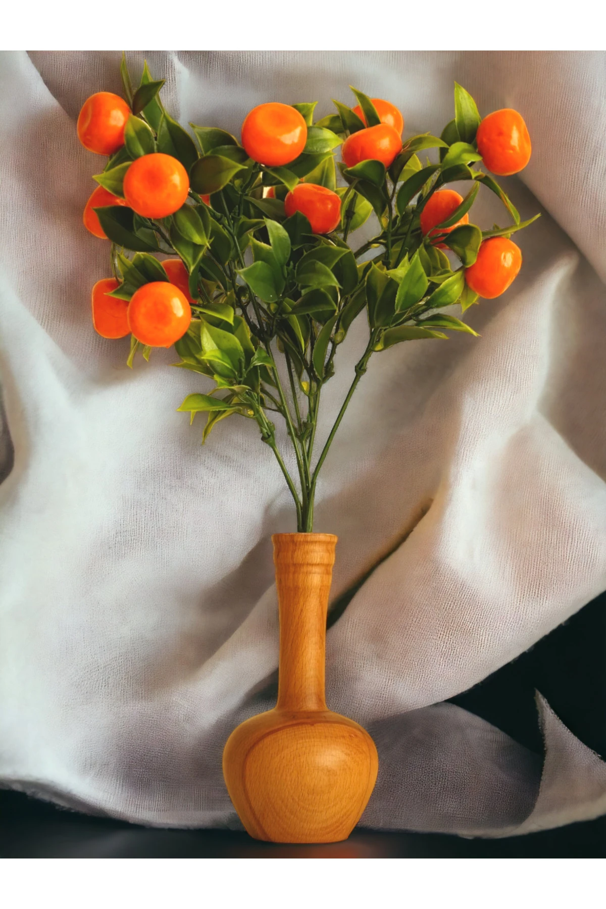 Dekoratif Ahşap Vazo Ve Mandalina Ağacı