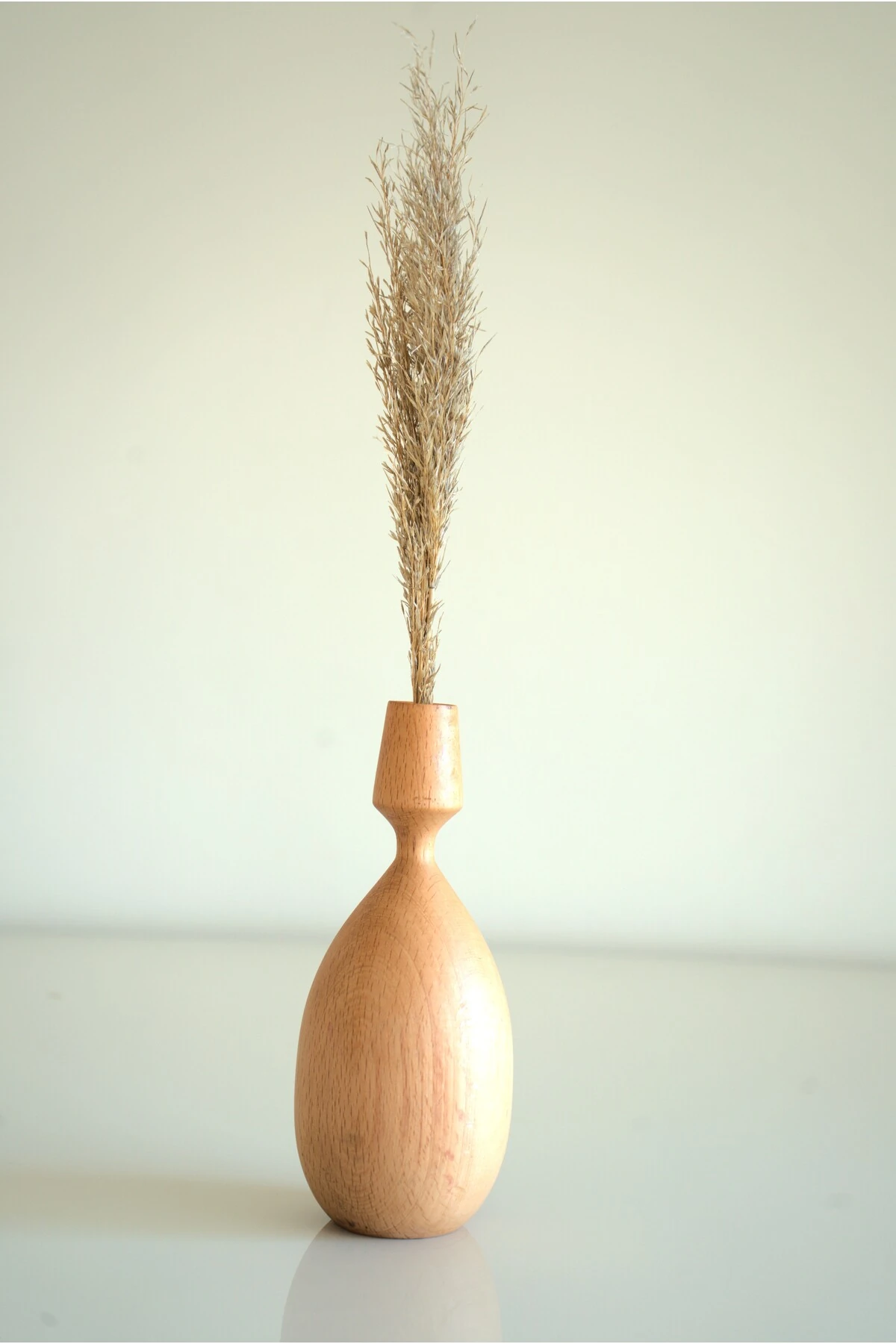 Minimalist Iskandinav Tarzı Dekoratif Ahşap Vazo Pampas Dalları