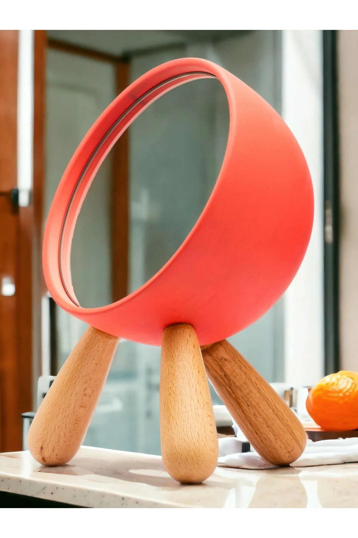 Dekoratif Makyaj Aynası Nar Çiçeği Rengi