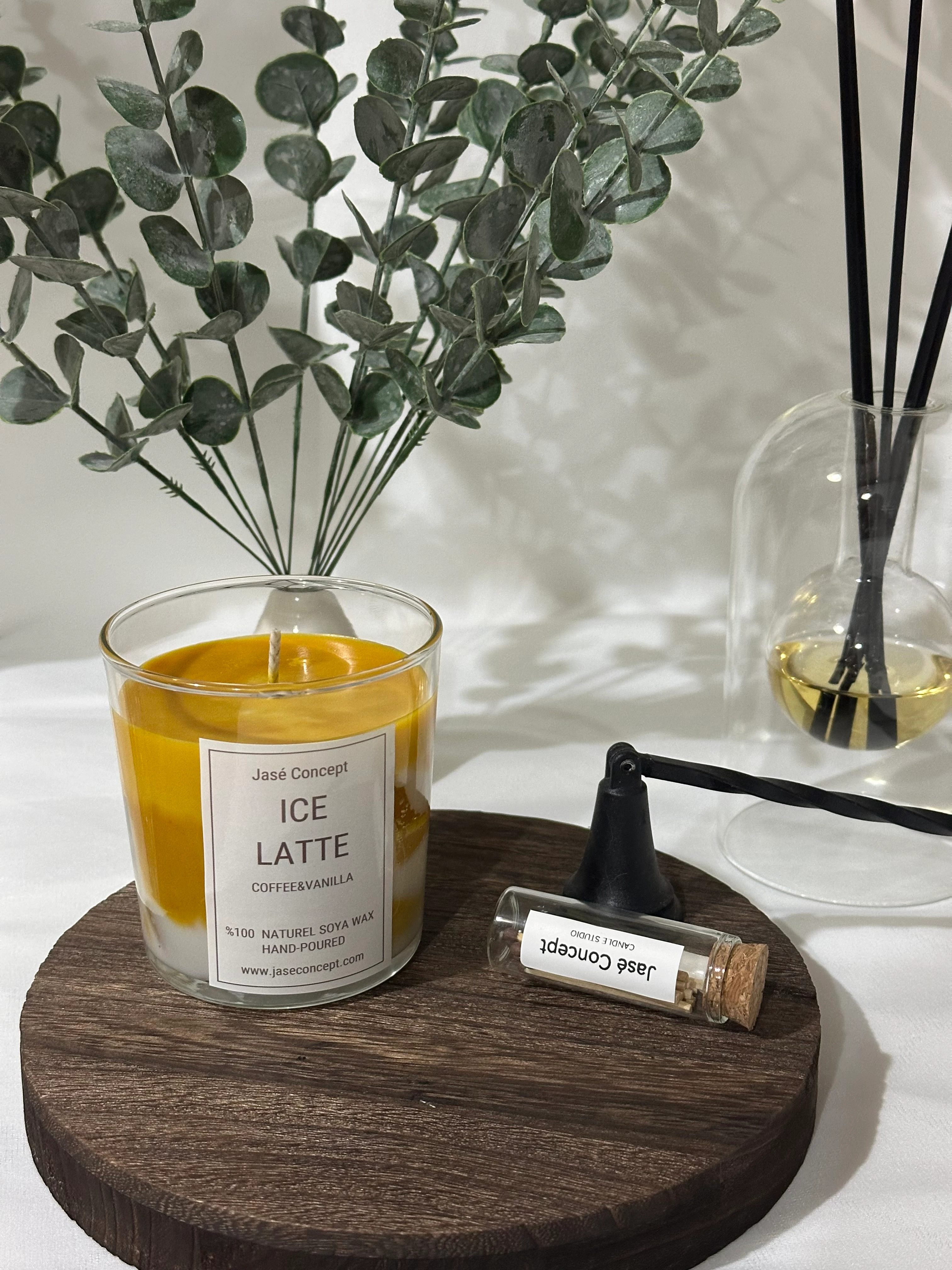 Ice Latte Küçük Boy Mum | Kahve & Vanilya Kokulu Tasarım Mum (270gr)