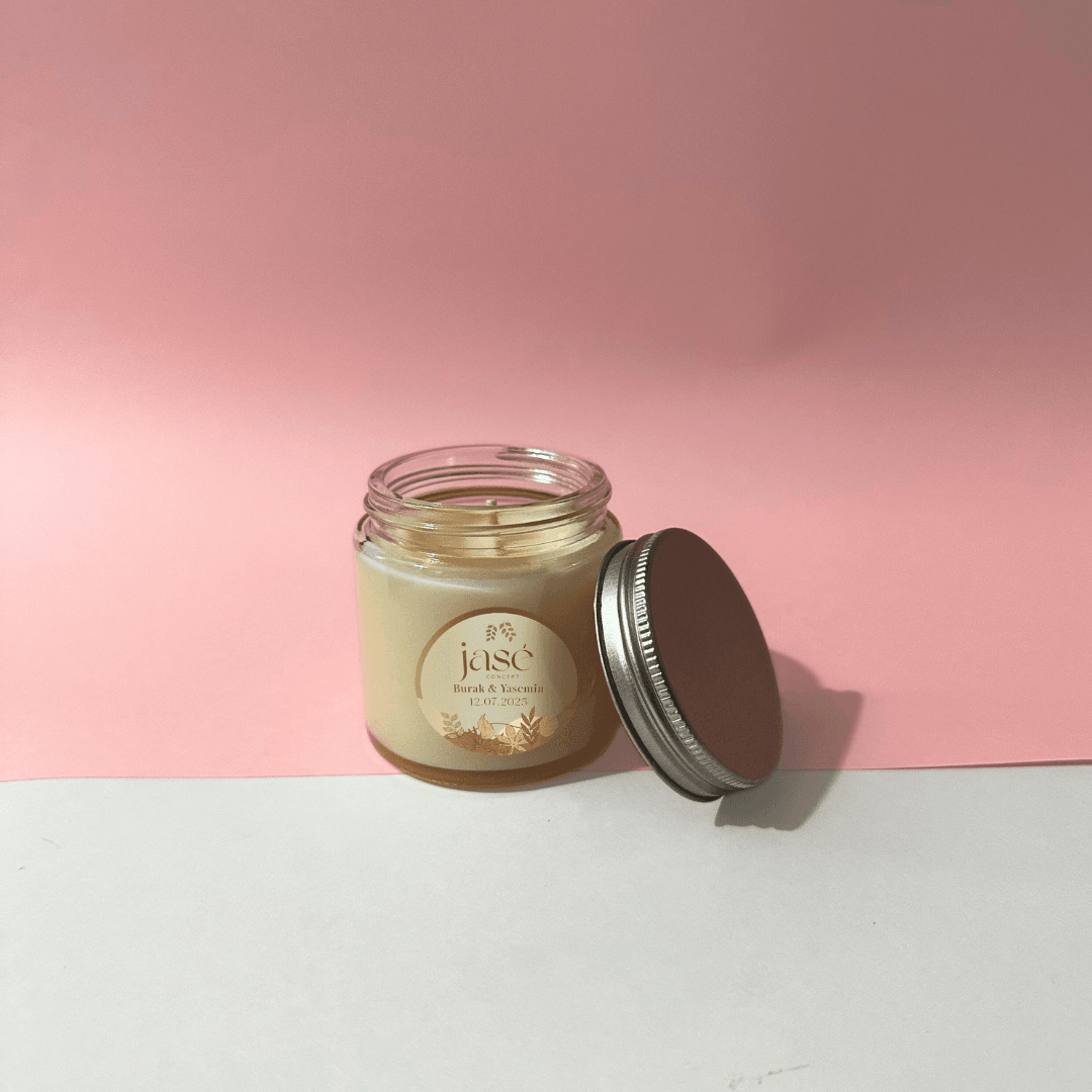 Kişiselleştirilebilir Gümüş Kapaklı Cam Mum-100 ML