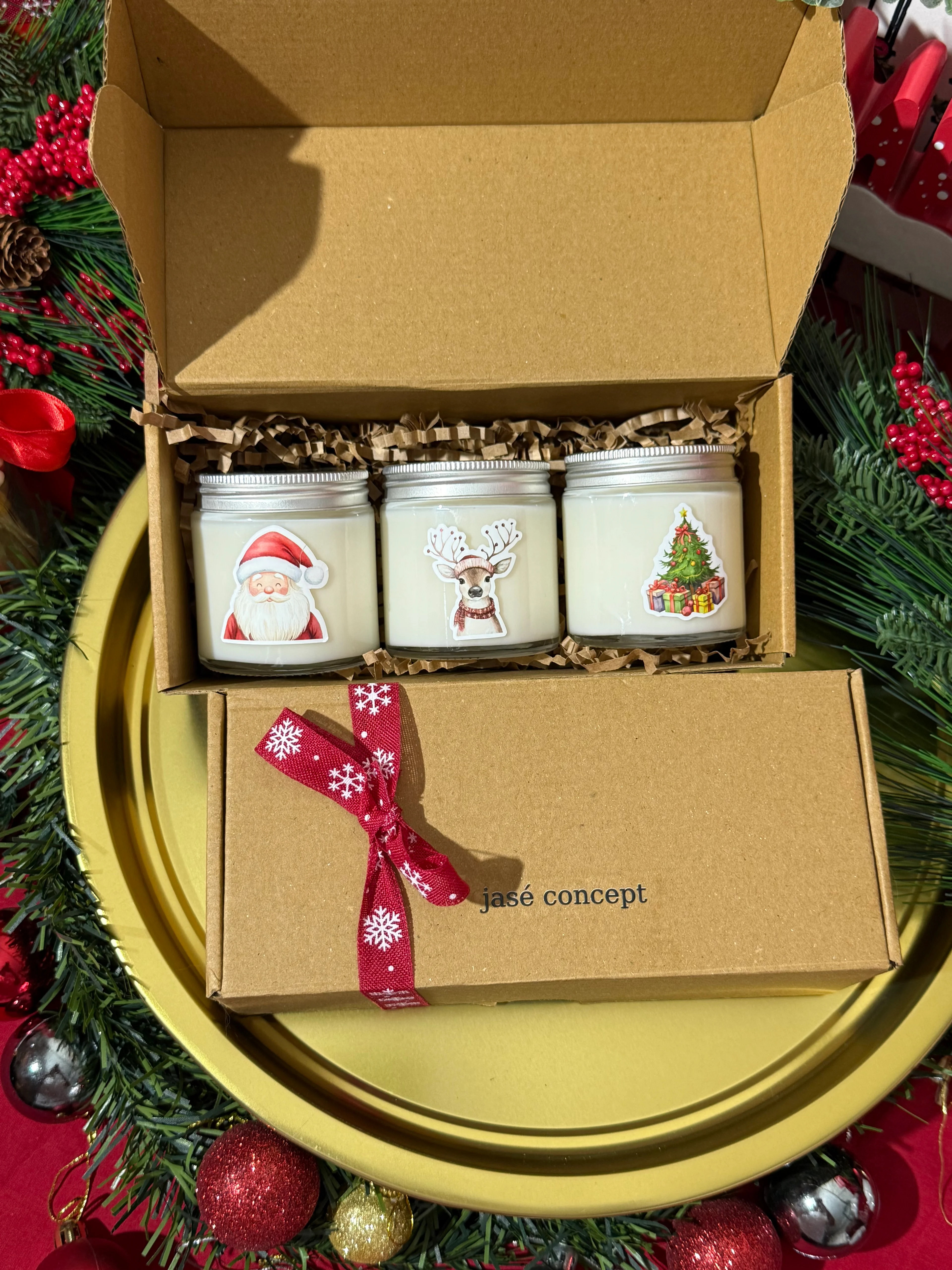 3'lü Karışık Yılbaşı Kokulu Mini Soya Mum Seti (3 x 100 gr)