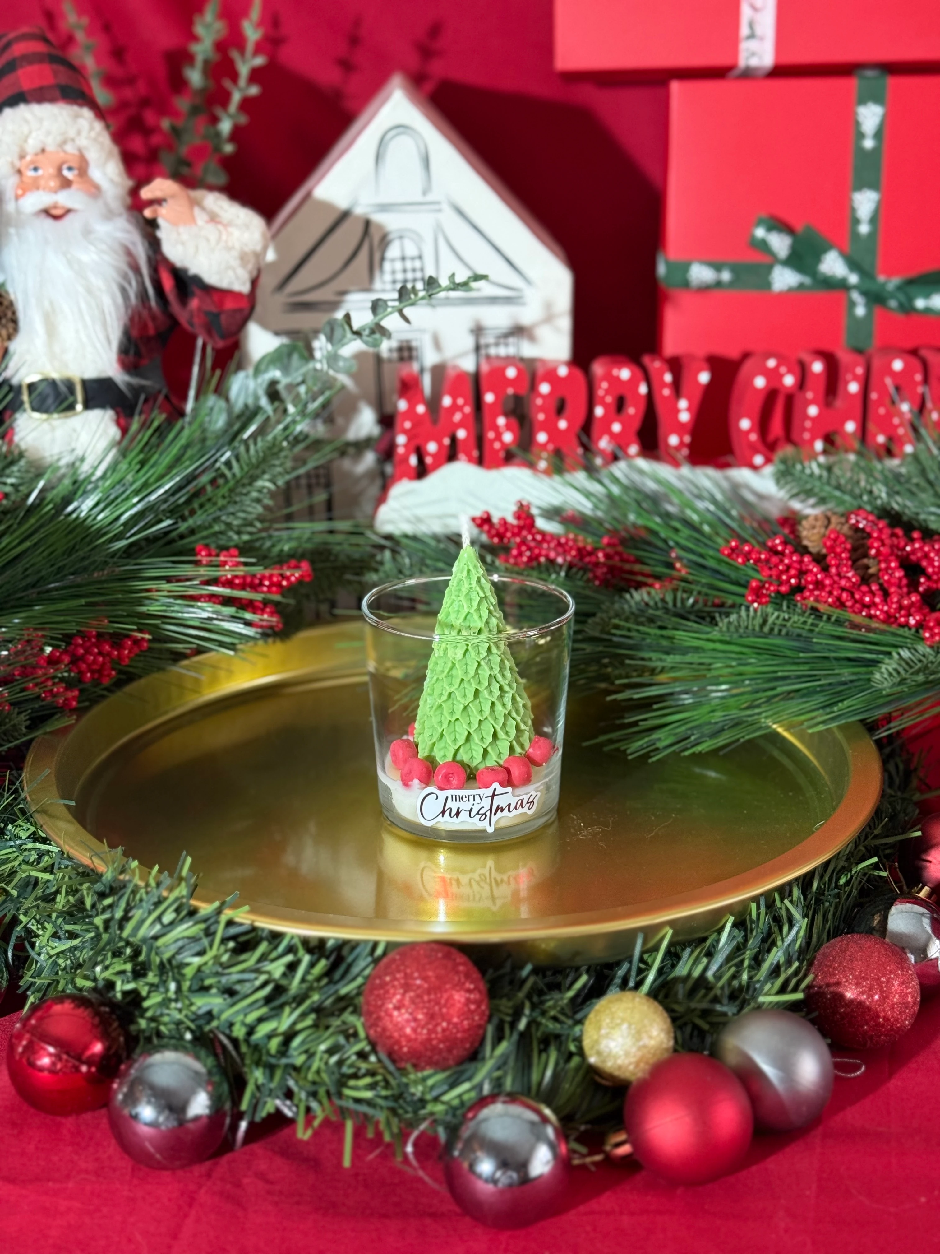 Yılbaşı Ağacı Bardak Mum