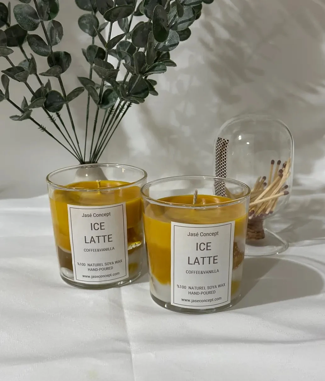 Ice Latte Küçük Boy Mum | Kahve & Vanilya Kokulu Tasarım Mum (270gr)