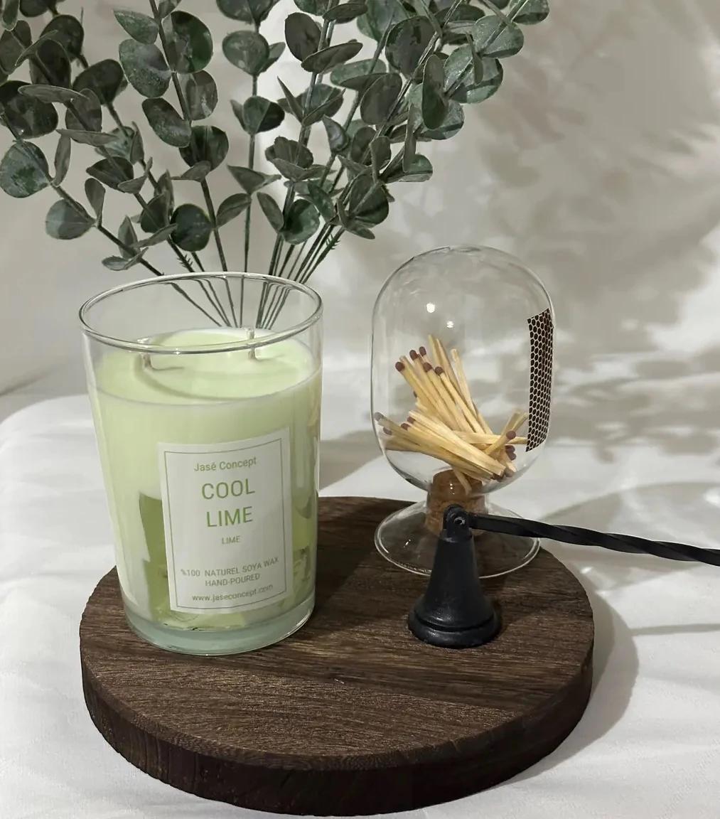 Cool Lime Mum | 2 Fitilli Büyük Boy Ferah Lime Kokulu Tasarım Mum (370gr)