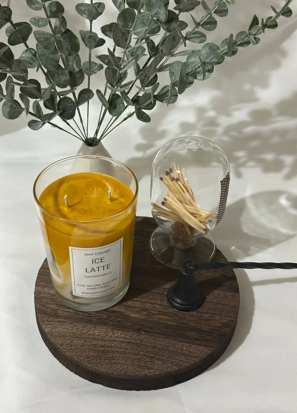 Ice Latte Mum | 2 Fitilli Büyük Boy Kahve & Vanilya Kokulu Tasarım Mum (370gr)