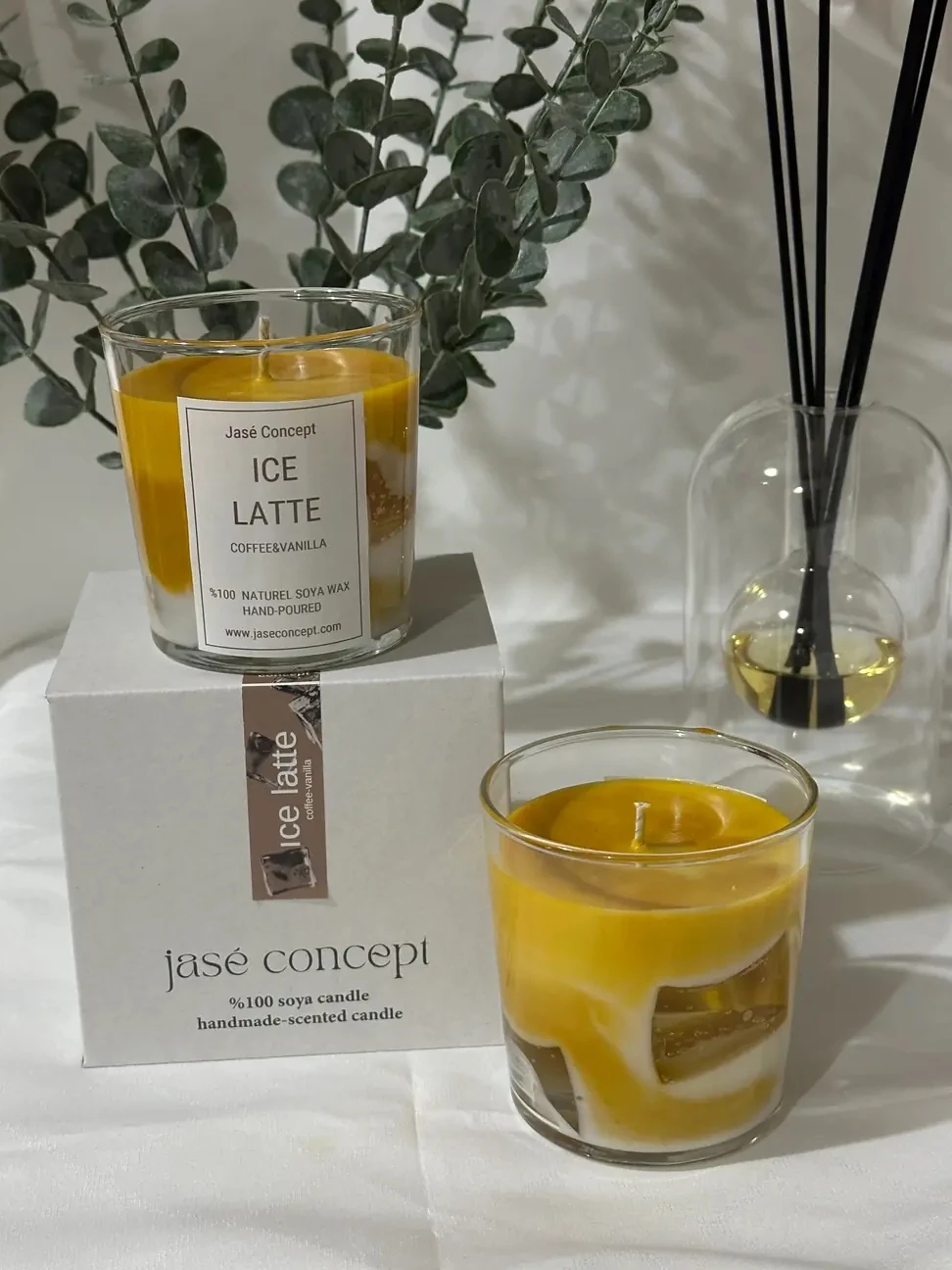 Ice Latte Küçük Boy Mum | Kahve & Vanilya Kokulu Tasarım Mum (270gr)