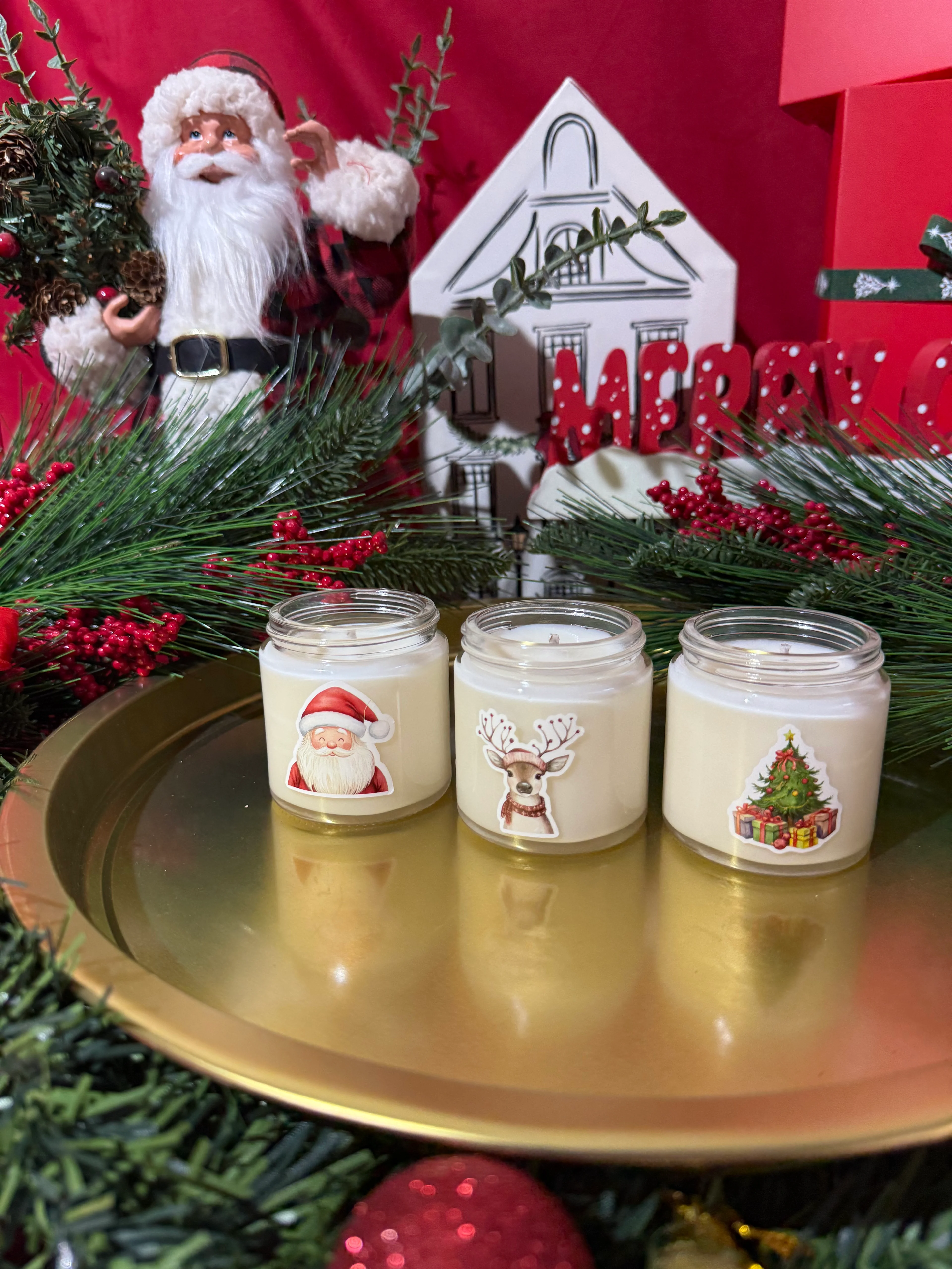 3'lü Karışık Yılbaşı Kokulu Mini Soya Mum Seti (3 x 100 gr)