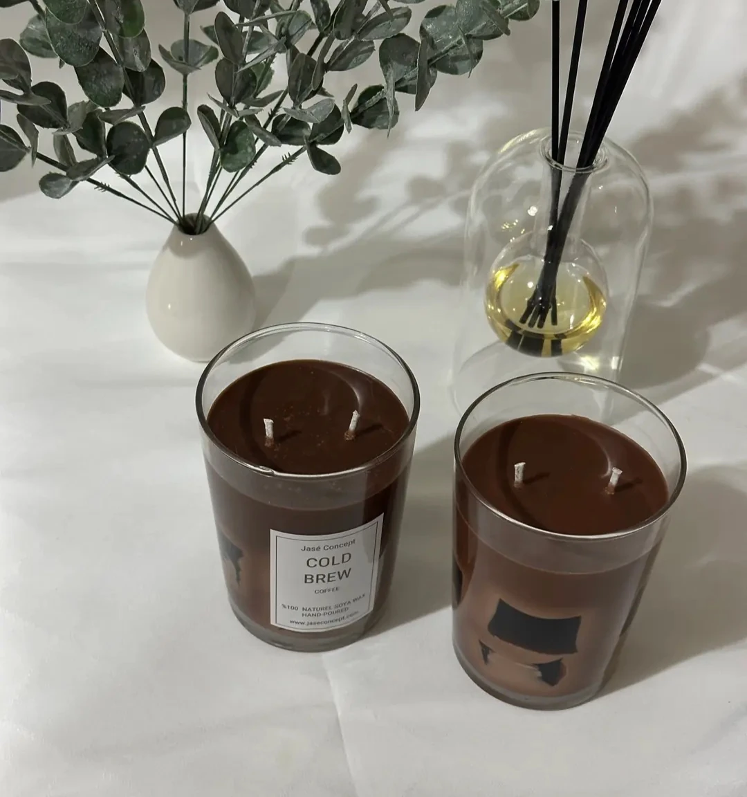 Cold Brew Mum | 2 Fitilli Büyük Boy Kahve Kokulu Tasarım Mum (370gr)