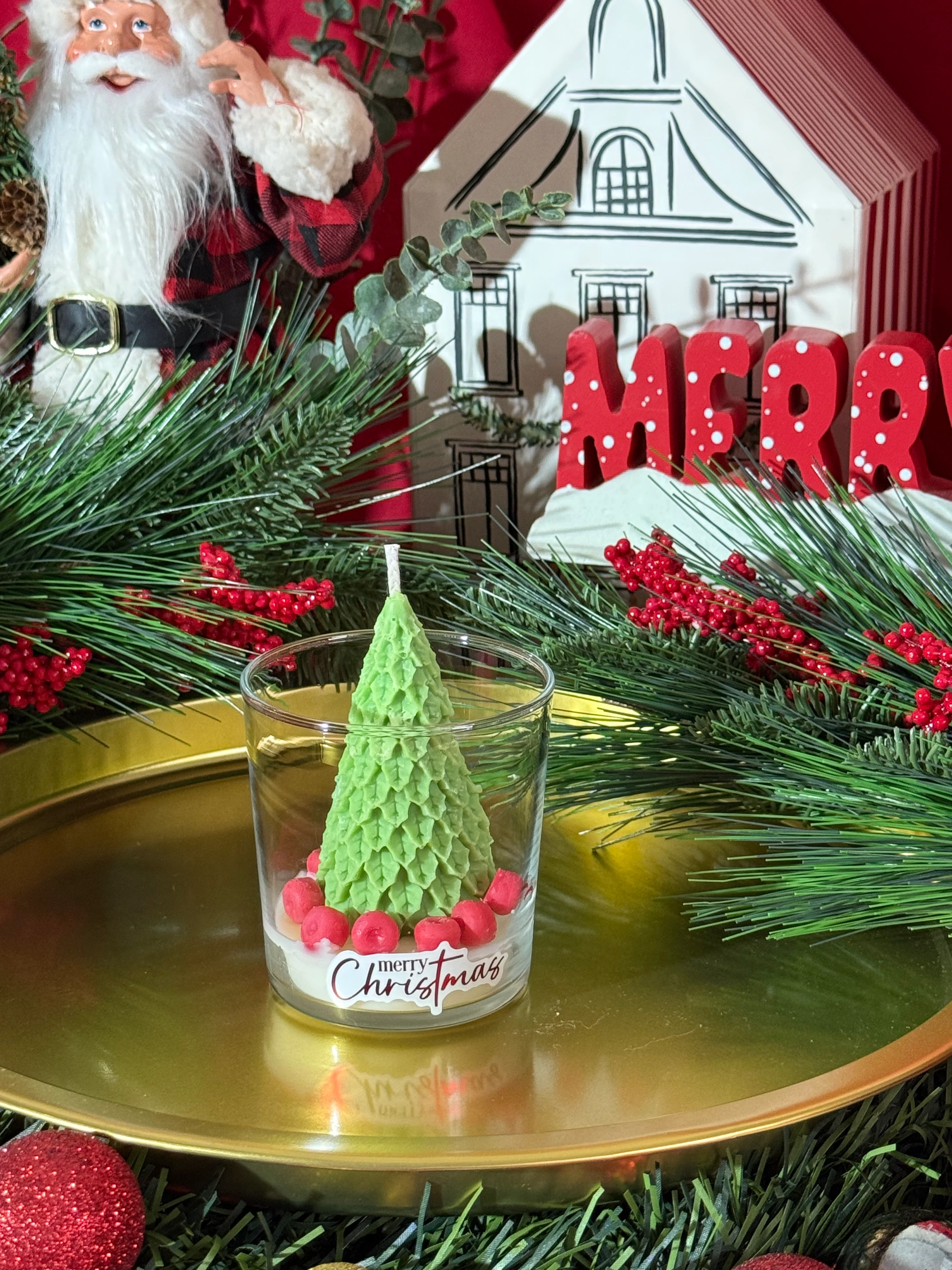 Ice Latte Mum , Çam Ağacı Mum ve Cam Şişe Kibrit I Yılbaşı Hediye Seti