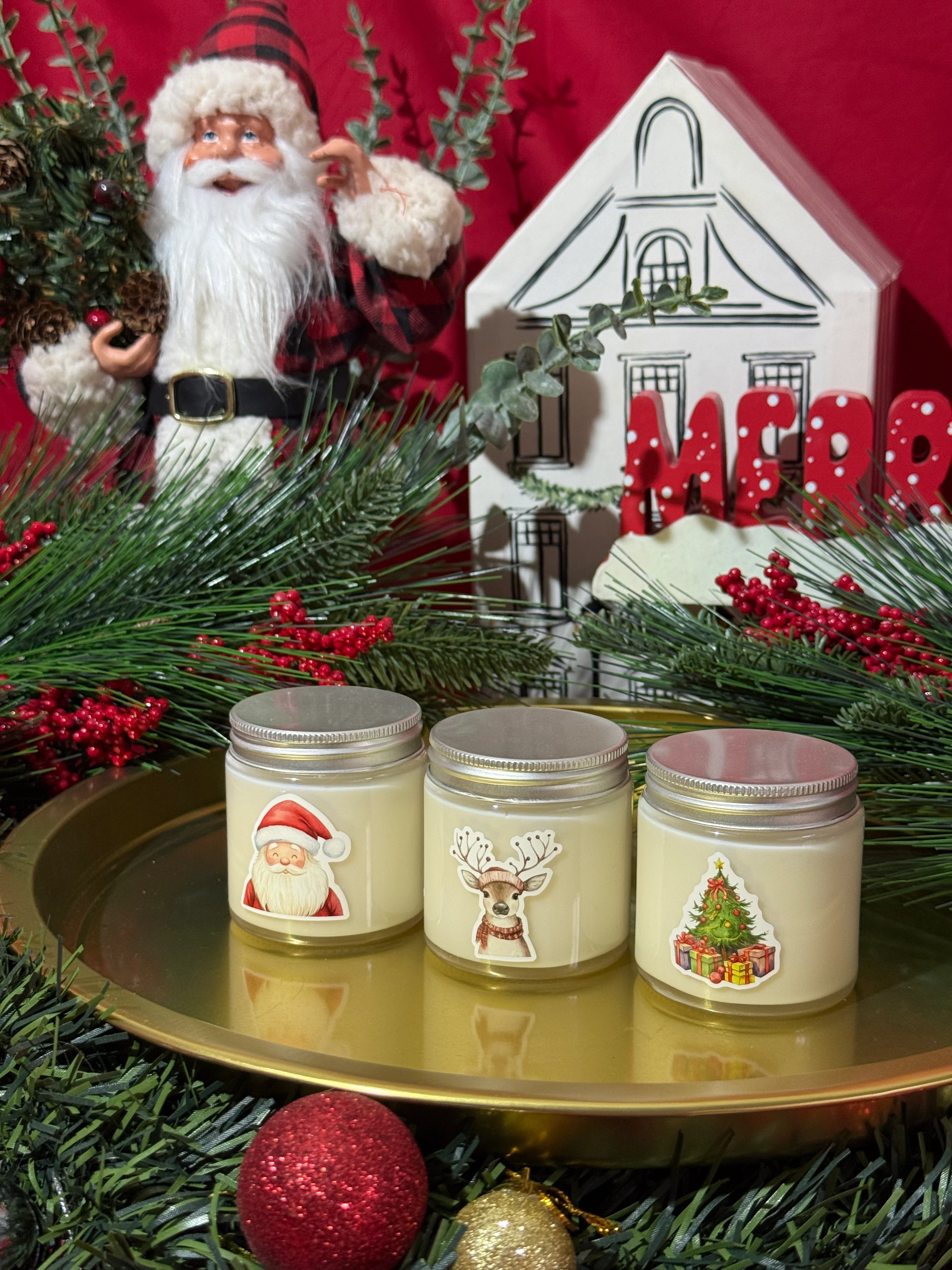 3'lü Karışık Yılbaşı Kokulu Mini Soya Mum Seti (3 x 100 gr)