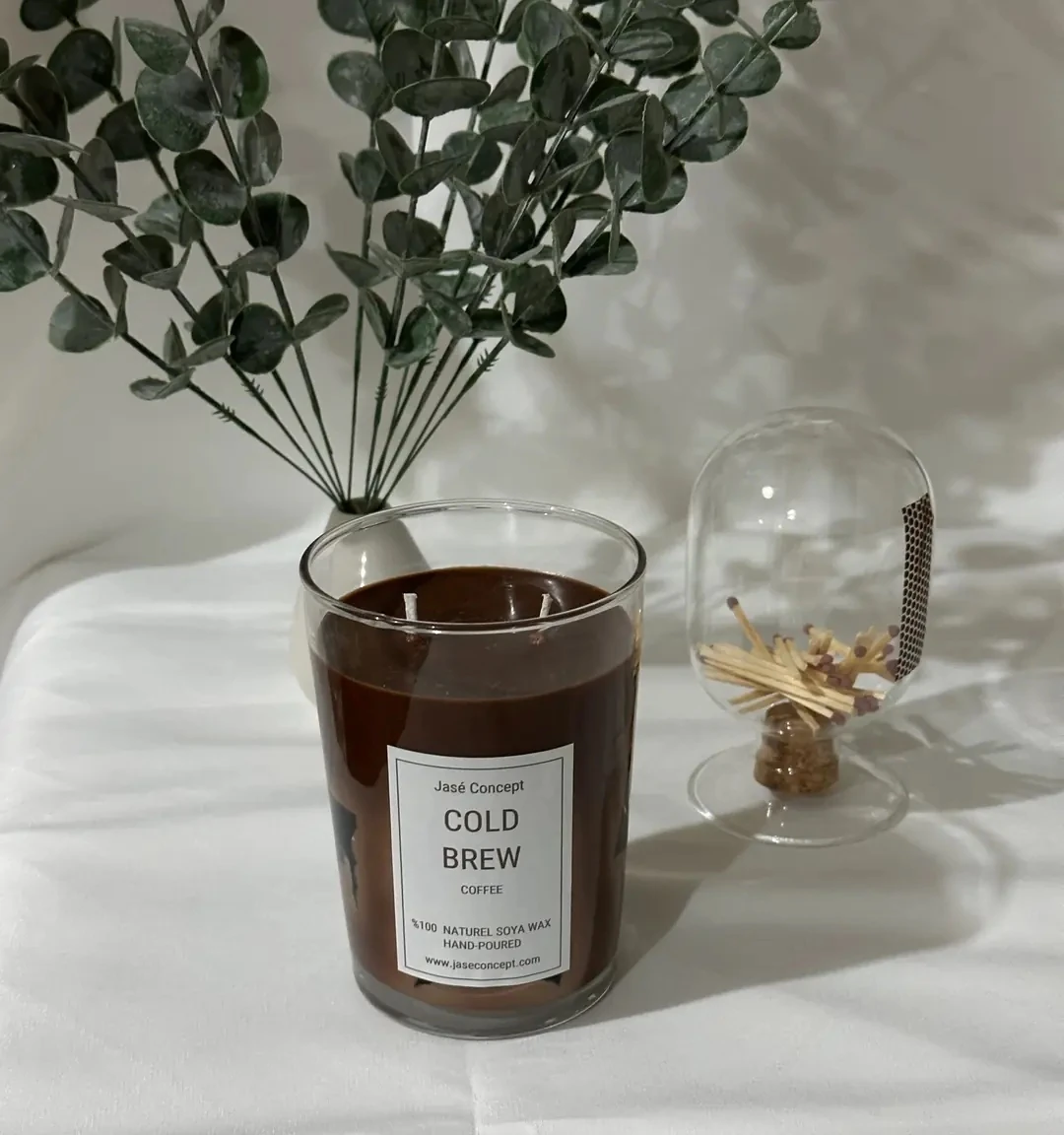 Cold Brew Mum | 2 Fitilli Büyük Boy Kahve Kokulu Tasarım Mum (370gr)