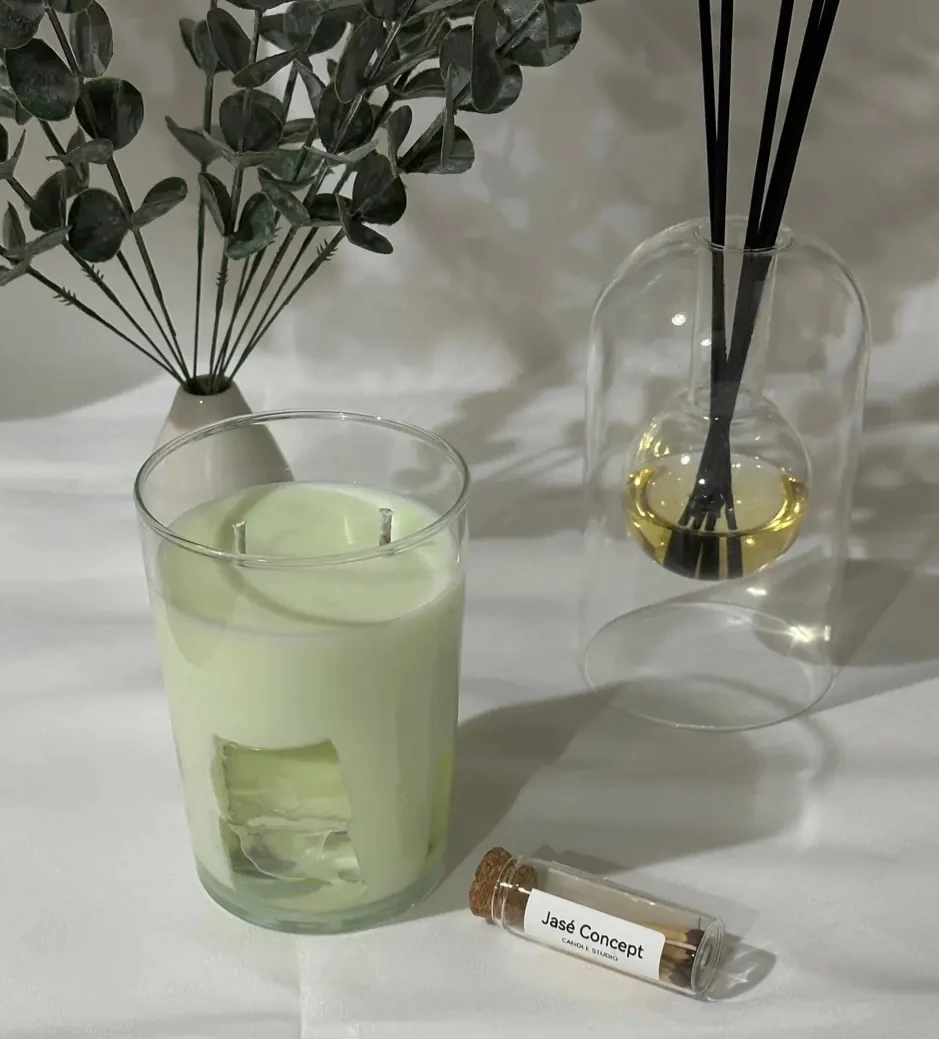 Cool Lime Mum | 2 Fitilli Büyük Boy Ferah Lime Kokulu Tasarım Mum (370gr)