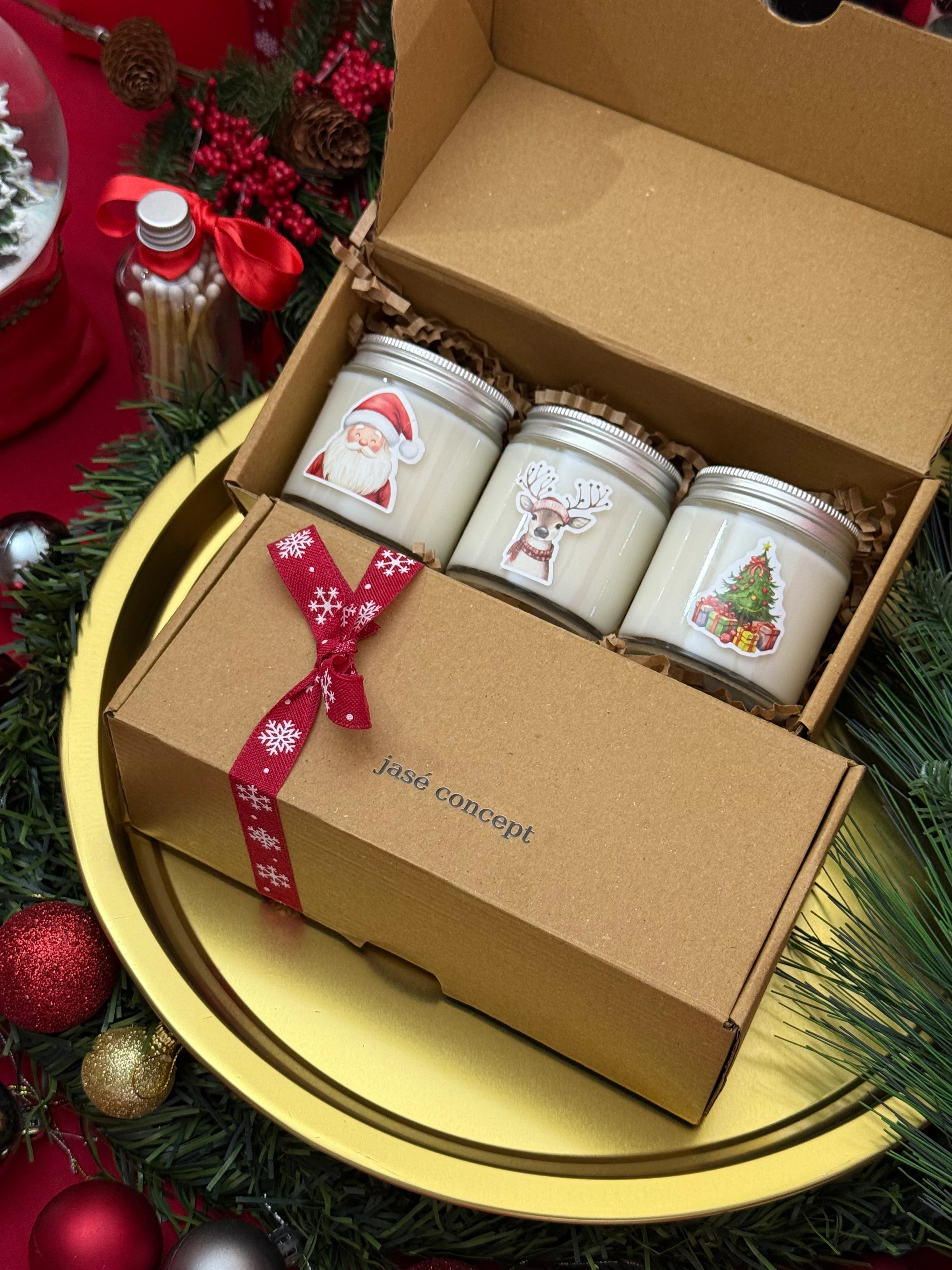 3'lü Karışık Yılbaşı Kokulu Mini Soya Mum Seti (3 x 100 gr)