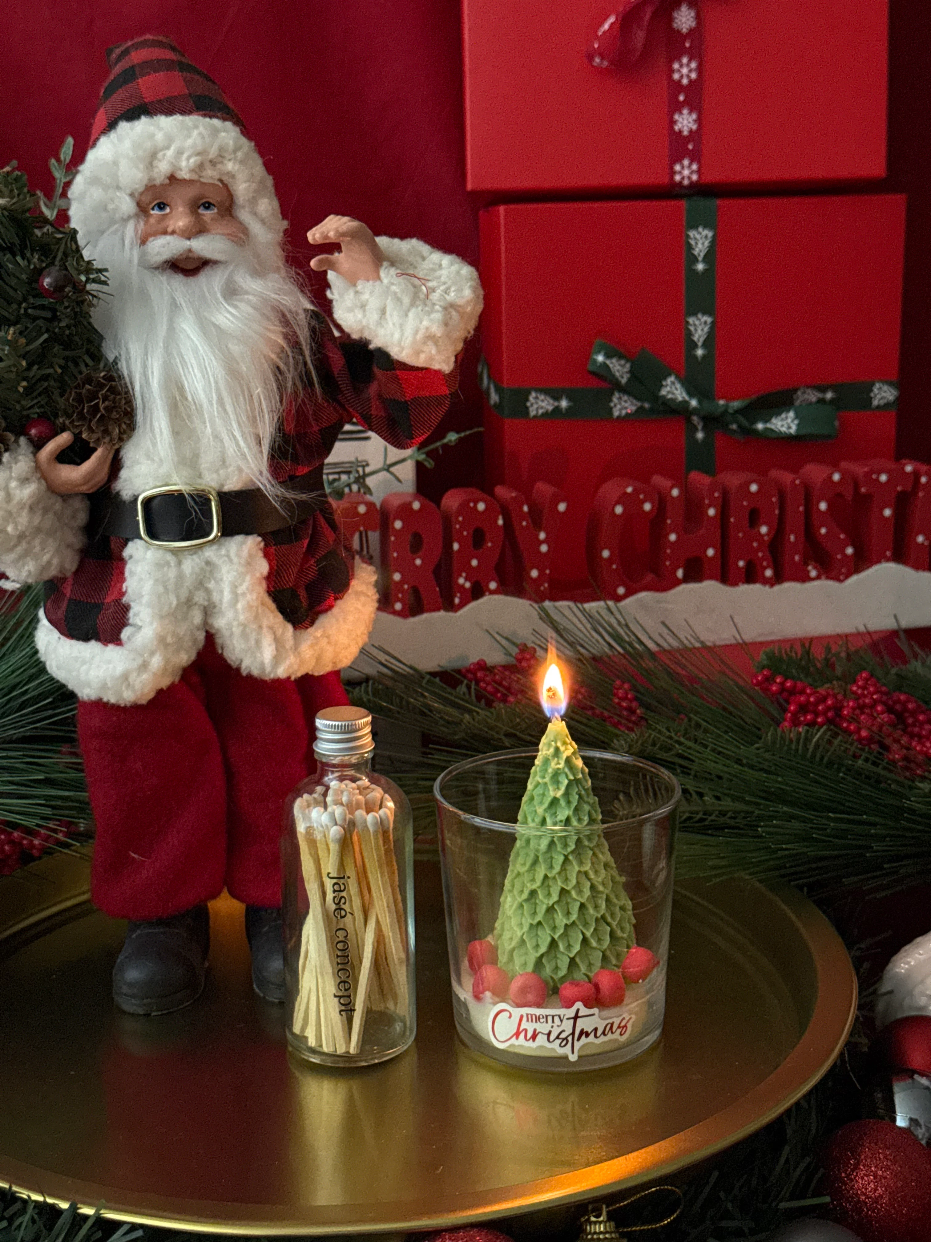 Yılbaşı Ağacı Bardak Mum