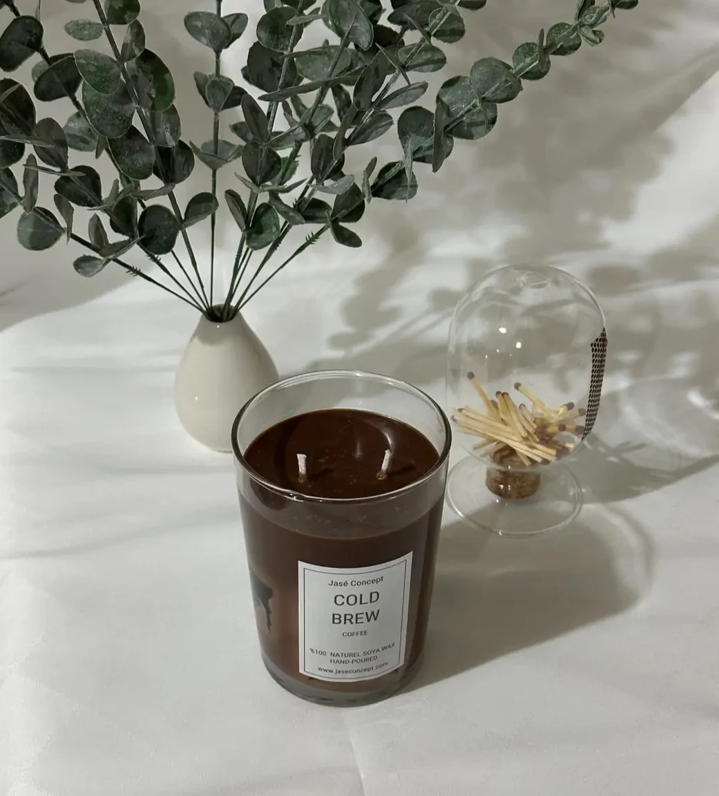 Cold Brew Mum | 2 Fitilli Büyük Boy Kahve Kokulu Tasarım Mum (370gr)