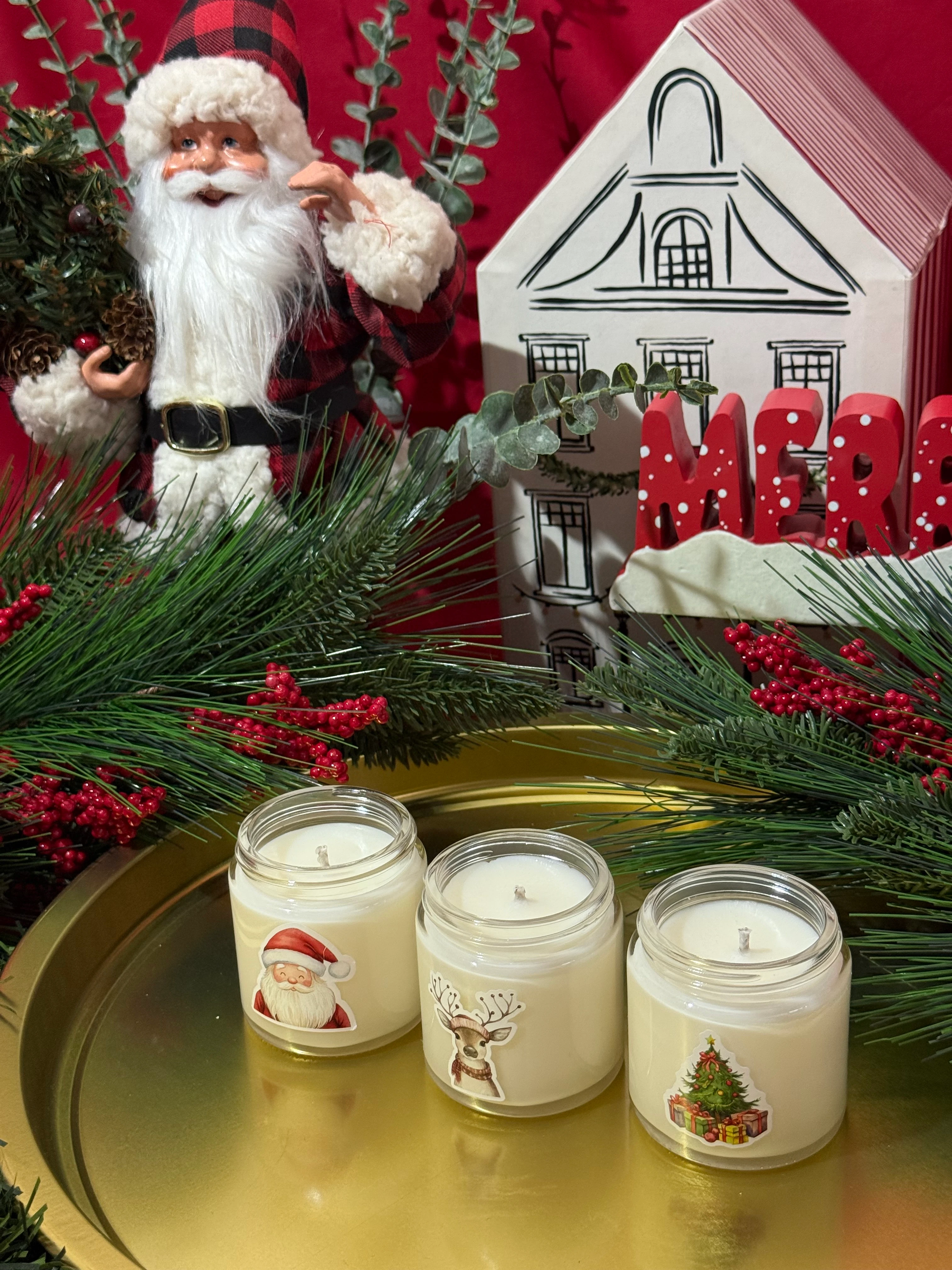 3'lü Karışık Yılbaşı Kokulu Mini Soya Mum Seti (3 x 100 gr)