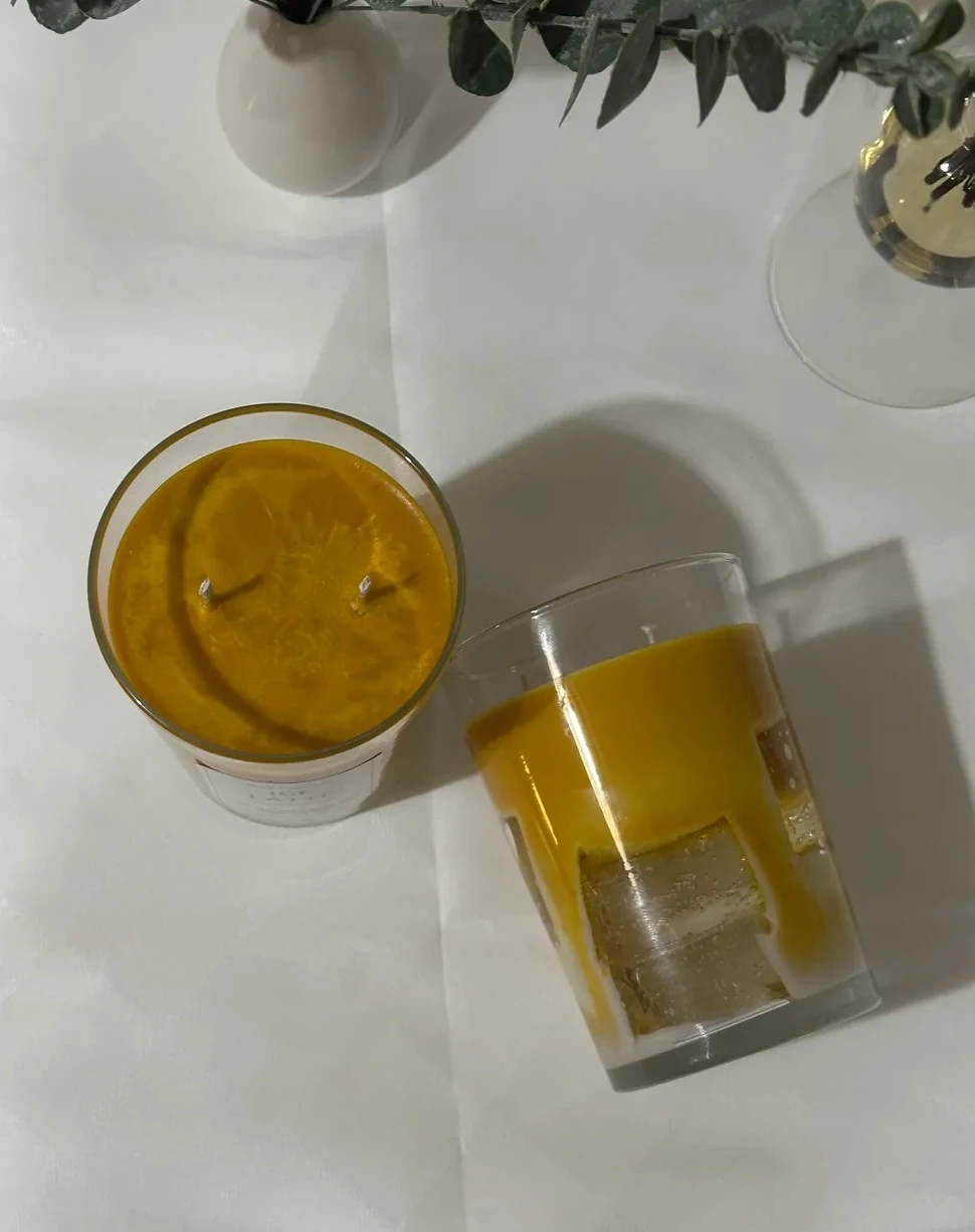 Ice Latte Mum | 2 Fitilli Büyük Boy Kahve & Vanilya Kokulu Tasarım Mum (370gr)