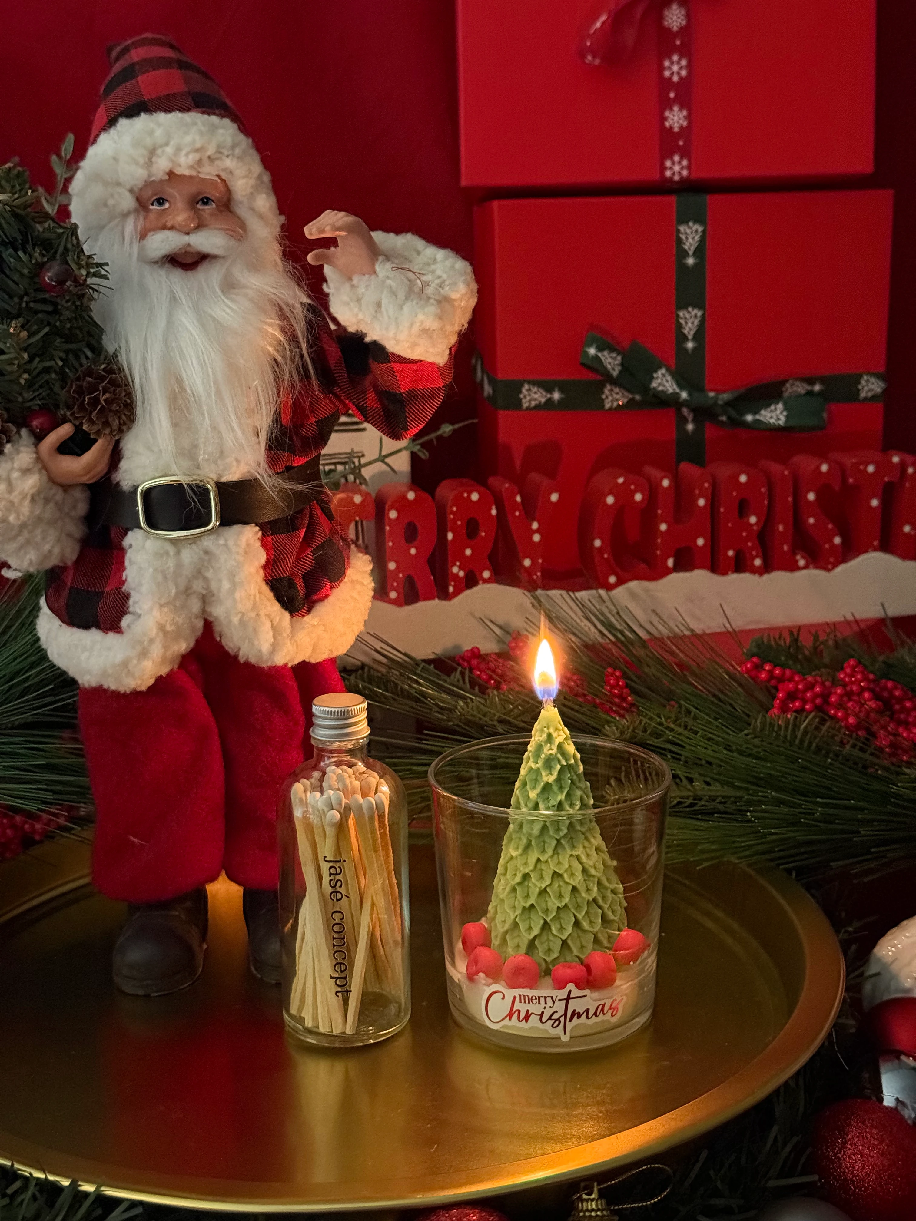 Yılbaşı Ağacı Bardak Mum