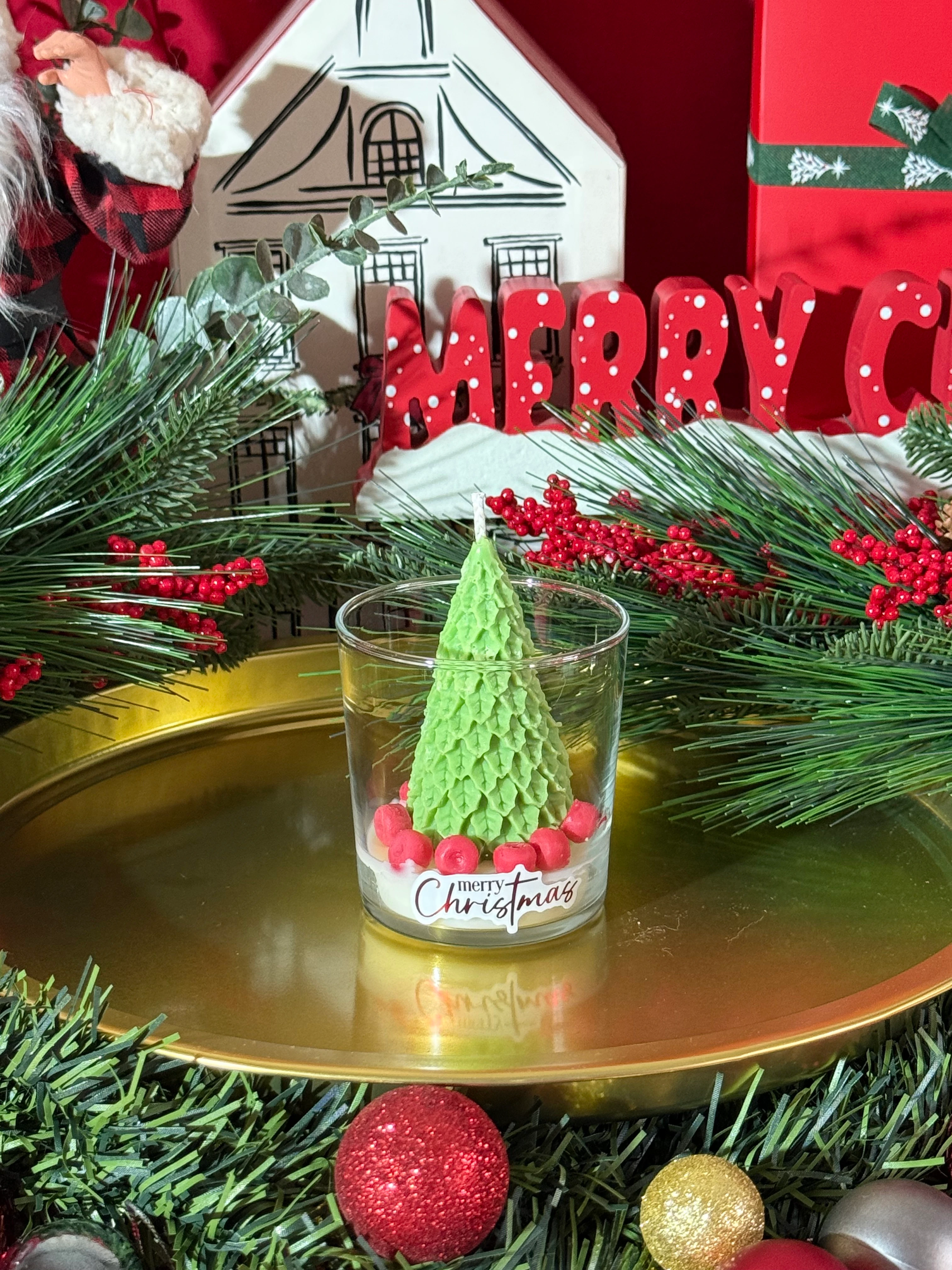 Lemongrass Mum,  Çam Ağacı Mum ve Cam Şişe Kibrit I Yılbaşı Hediye Seti