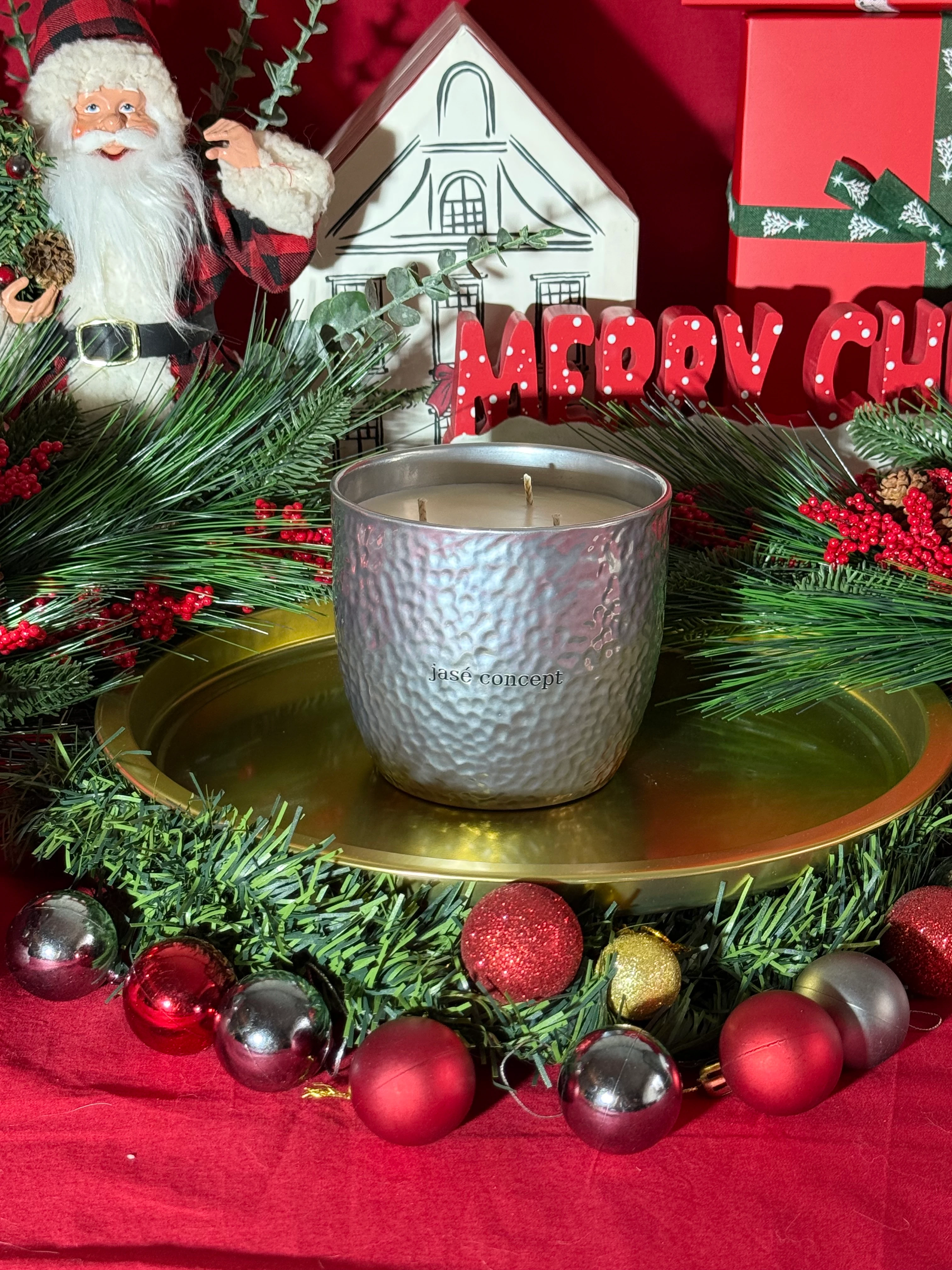 Lüks Maxi Boy Gümüş Kaplama Tarçın-Vanilya Soya Mumu (950 gr)