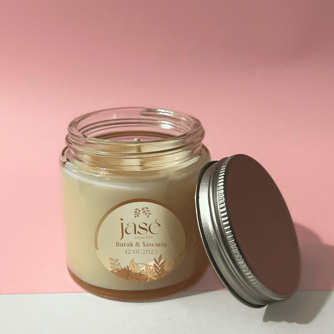 Kişiselleştirilebilir Gümüş Kapaklı Cam Mum-100 ML