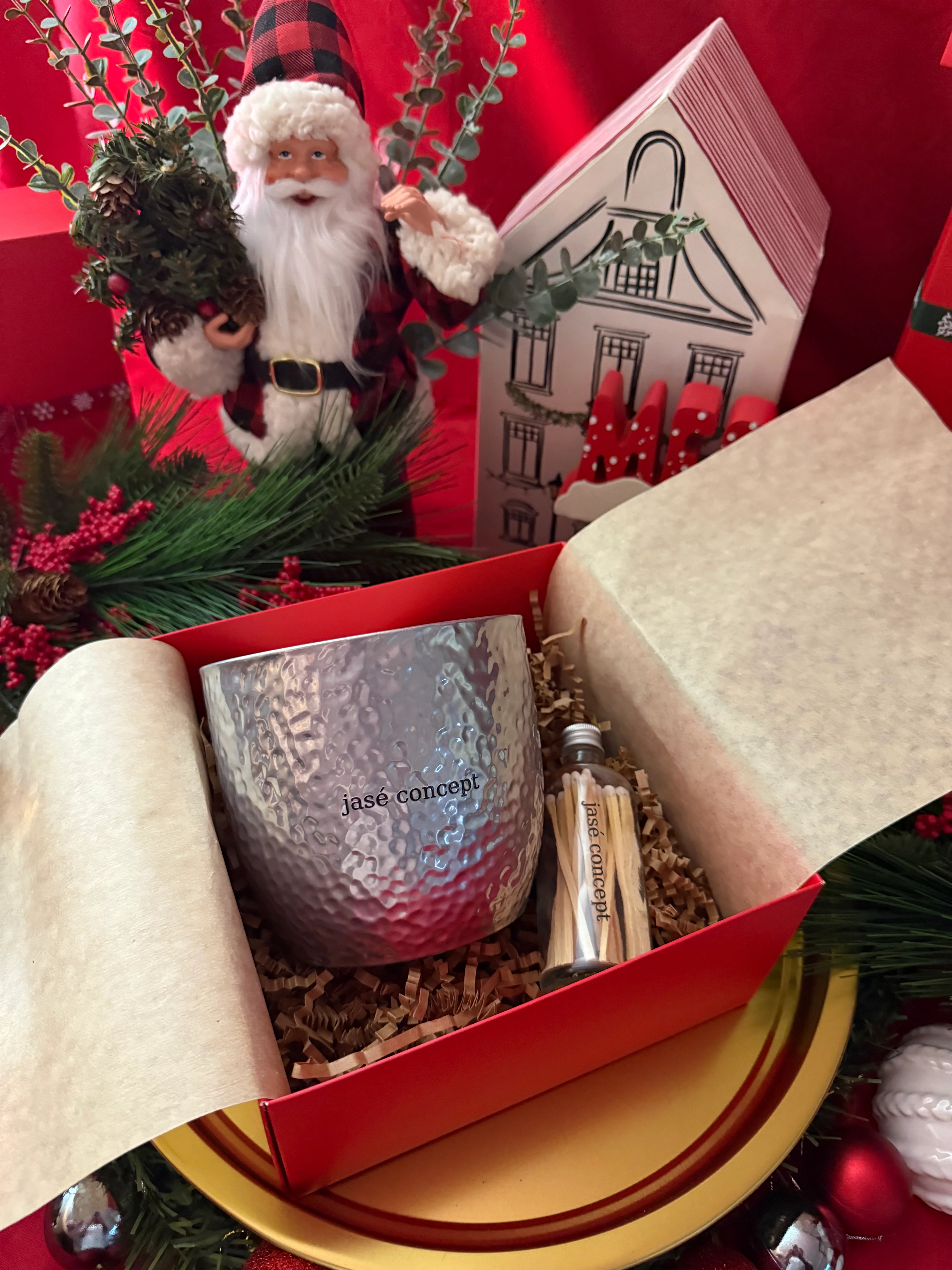 Lüks Maxi Boy Gümüş Tarçın-Vanilya Mum & Puro Kibrit Set (950 gr)