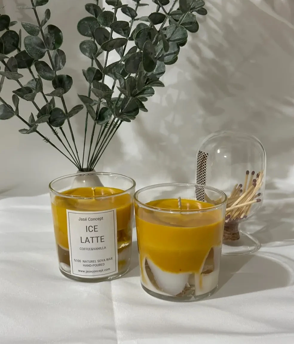 Ice Latte Küçük Boy Mum | Kahve & Vanilya Kokulu Tasarım Mum (270gr)