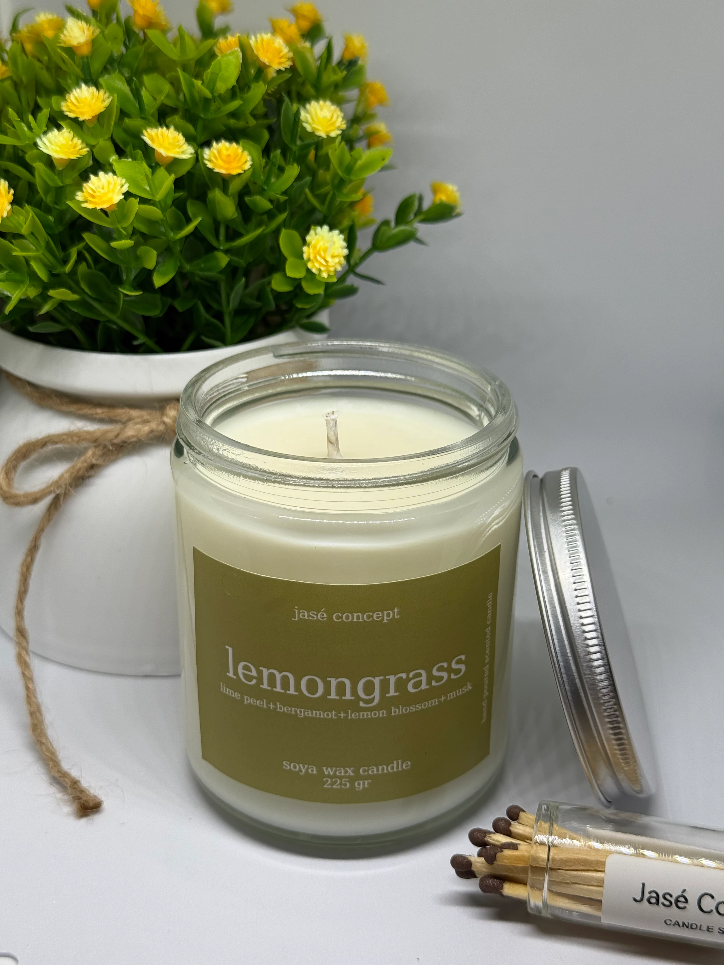 Lemongrass Mum,  Çam Ağacı Mum ve Cam Şişe Kibrit I Yılbaşı Hediye Seti