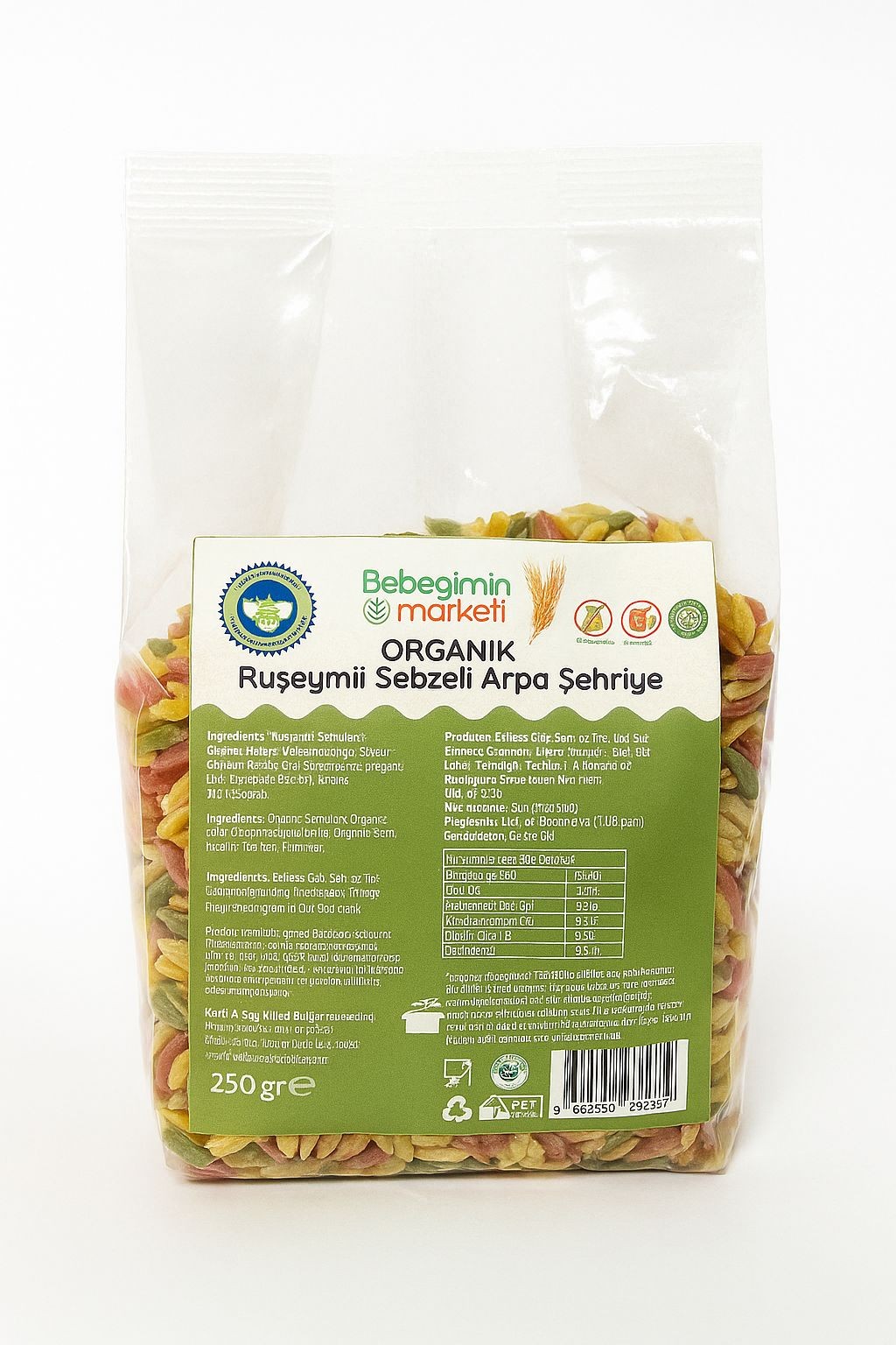 Organik Sebzeli Arpa Şehriye 250 Gr