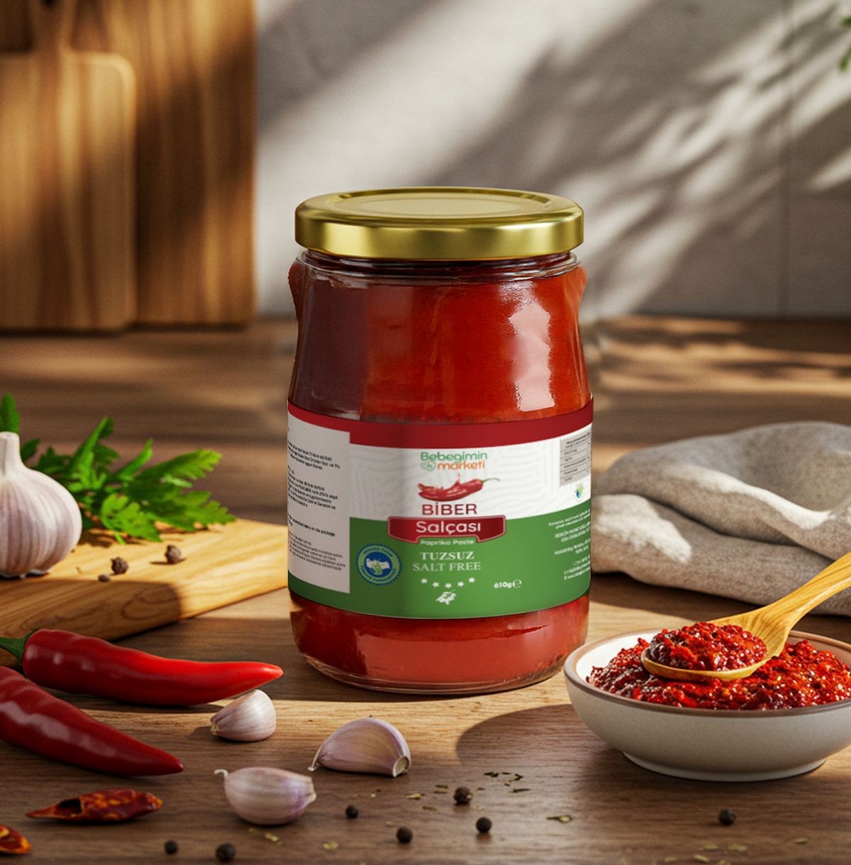 Organik Biber Salçası (TUZSUZ) 610 Gr.