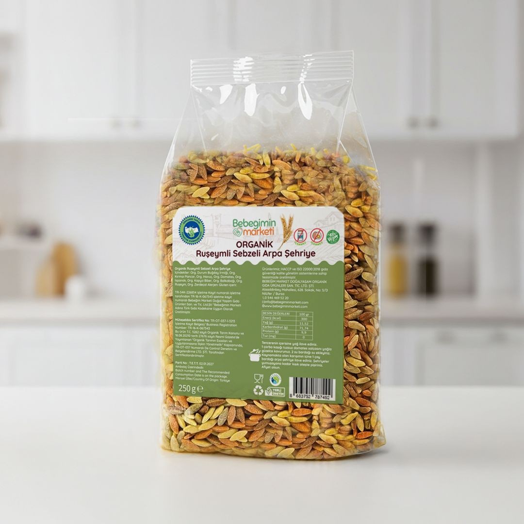 Organik Ruşeymli Sebzeli Arpa Şehriye 250 Gr