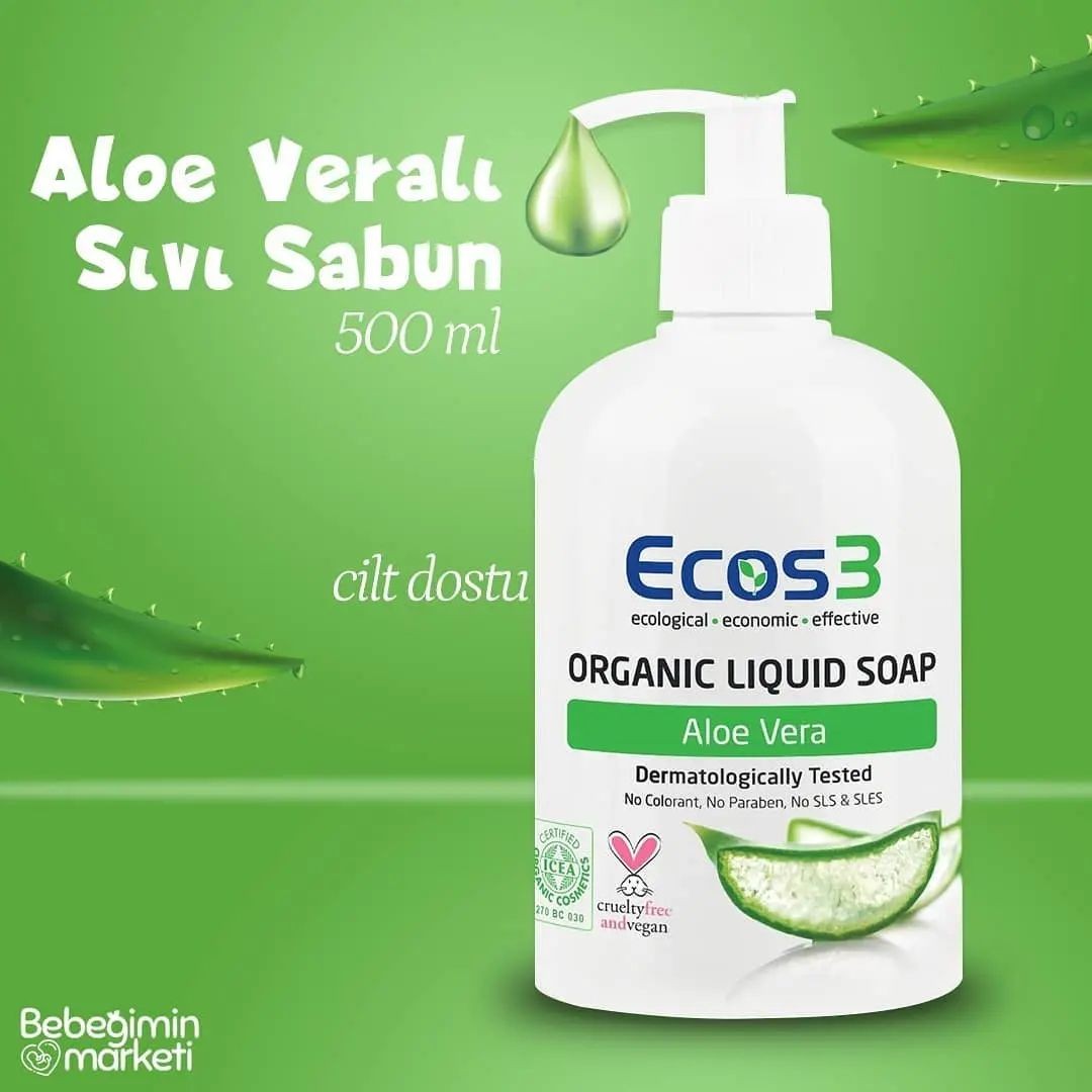 Organik Aloe Veralı-Sıvı Sabun 500 Ml.